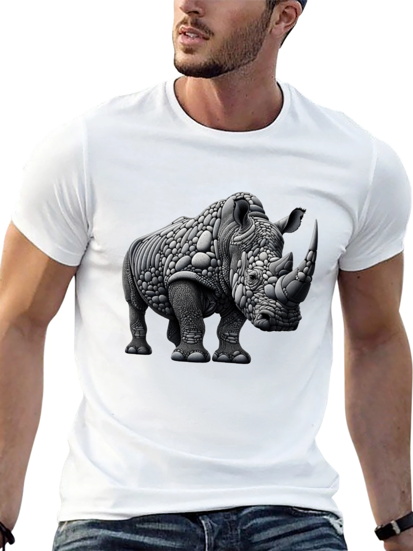 Abstract Rhinoceros Graphic Tee - Black