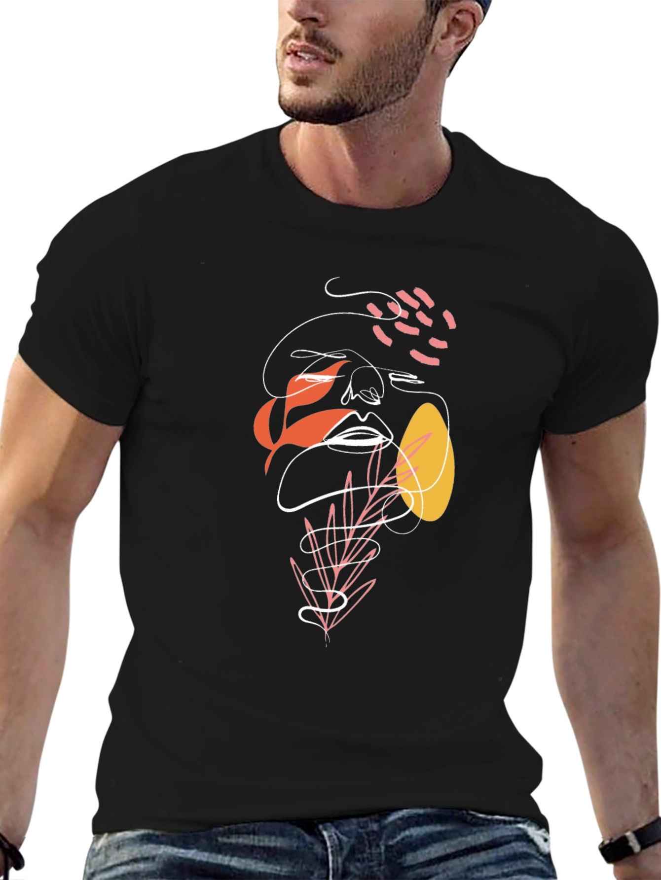 Abstract Face Graphic Tee - Modern Art Shirt