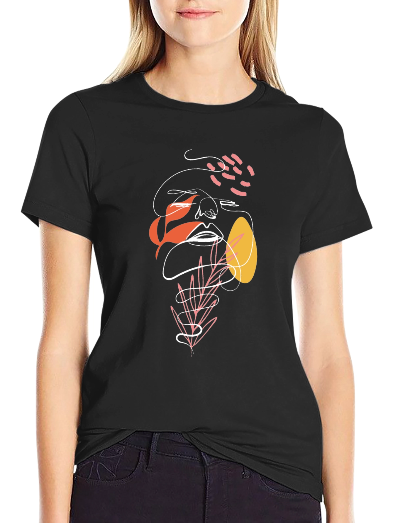 Abstract Face Graphic Tee - Modern Art Shirt