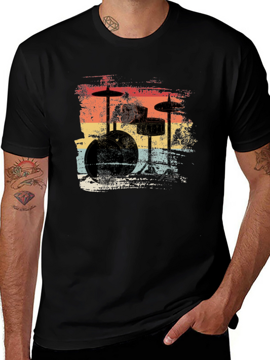 Retro Drum Set T-Shirt - Vintage Style Music Tee