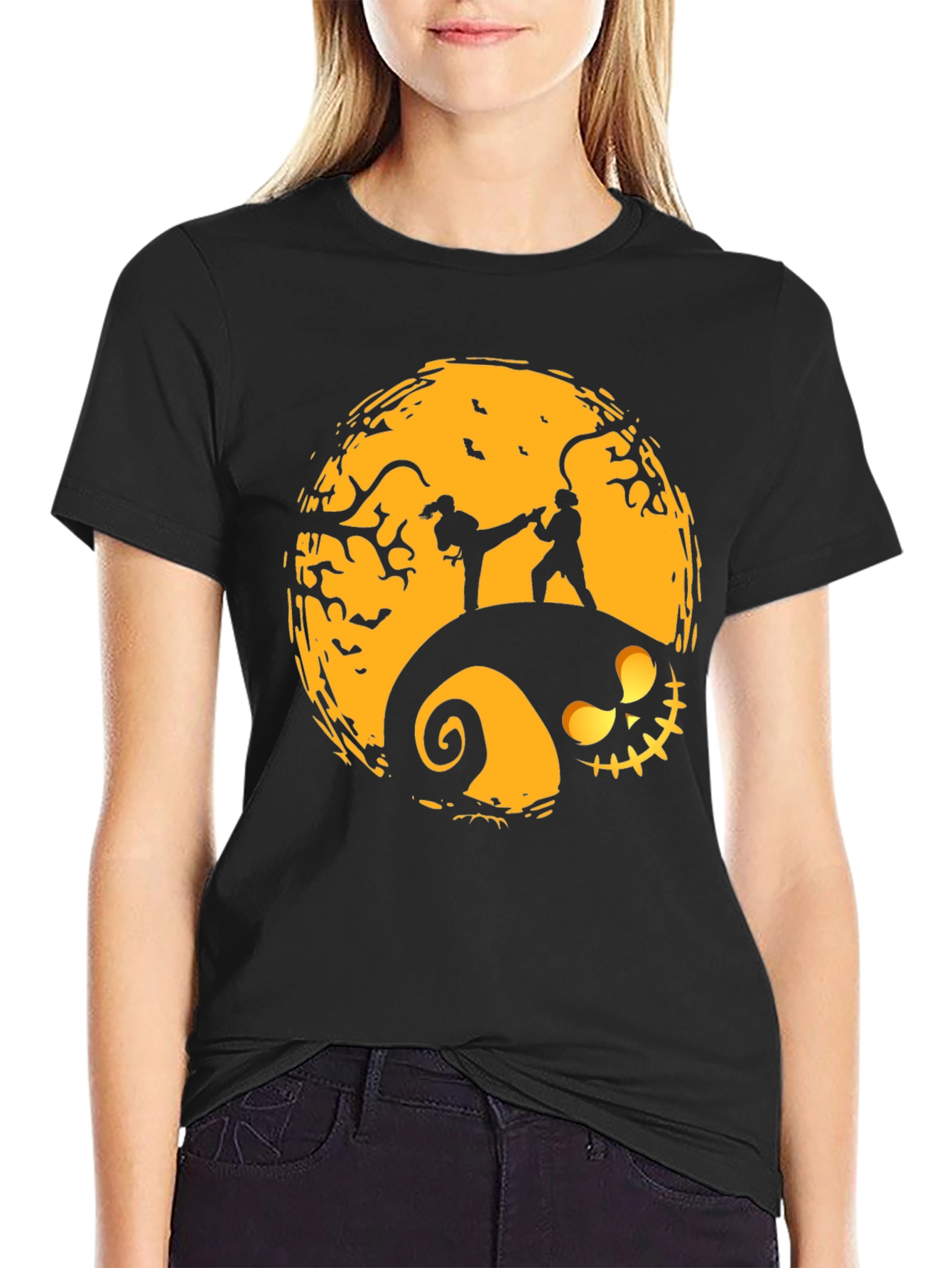 Halloween Karate Silhouette Graphic Tee
