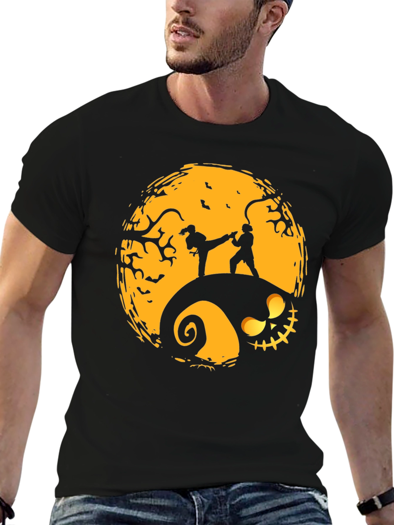 Halloween Karate Silhouette Graphic Tee