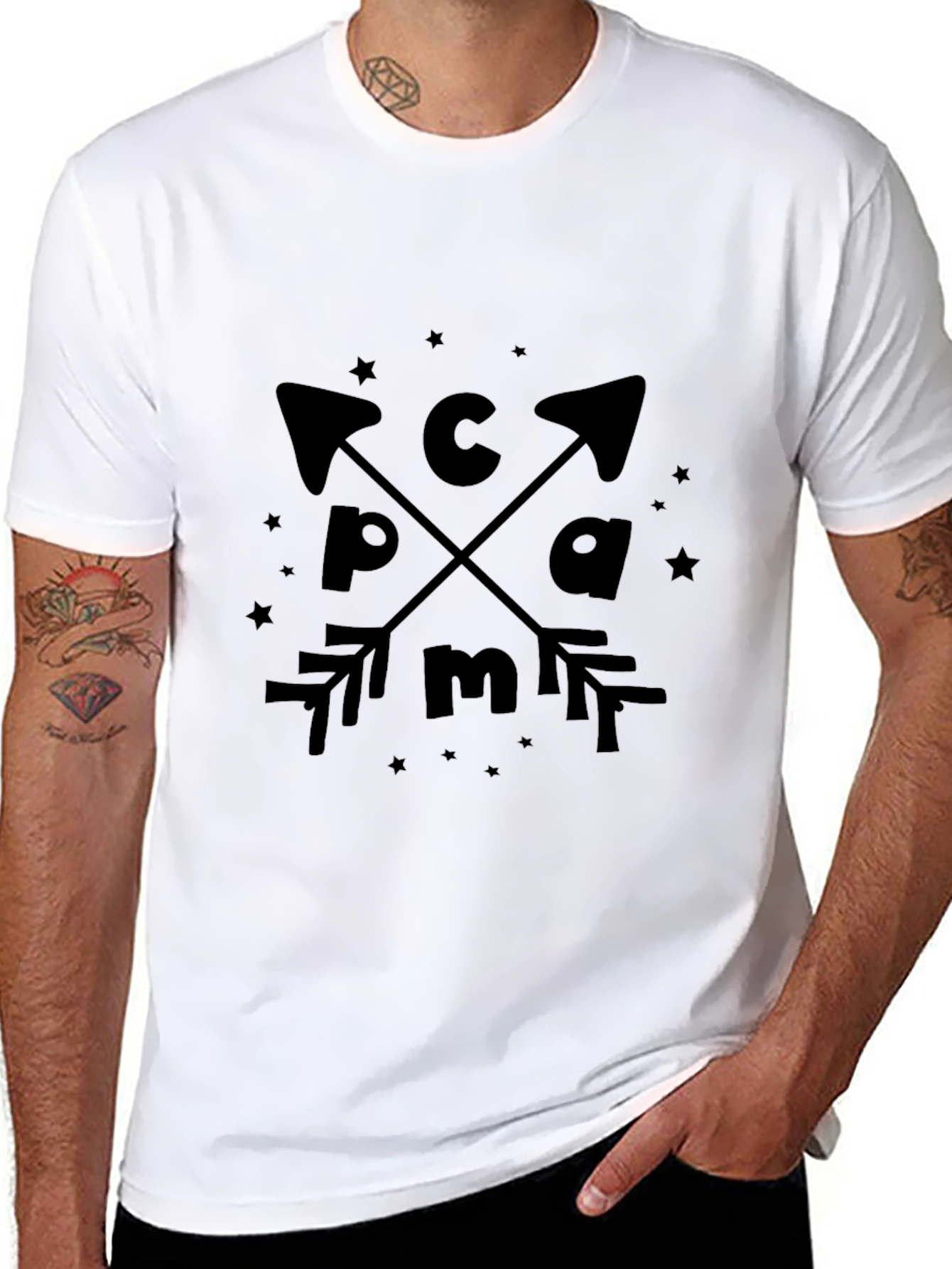 PCMA Arrow Graphic T-Shirt - Casual Black Tee