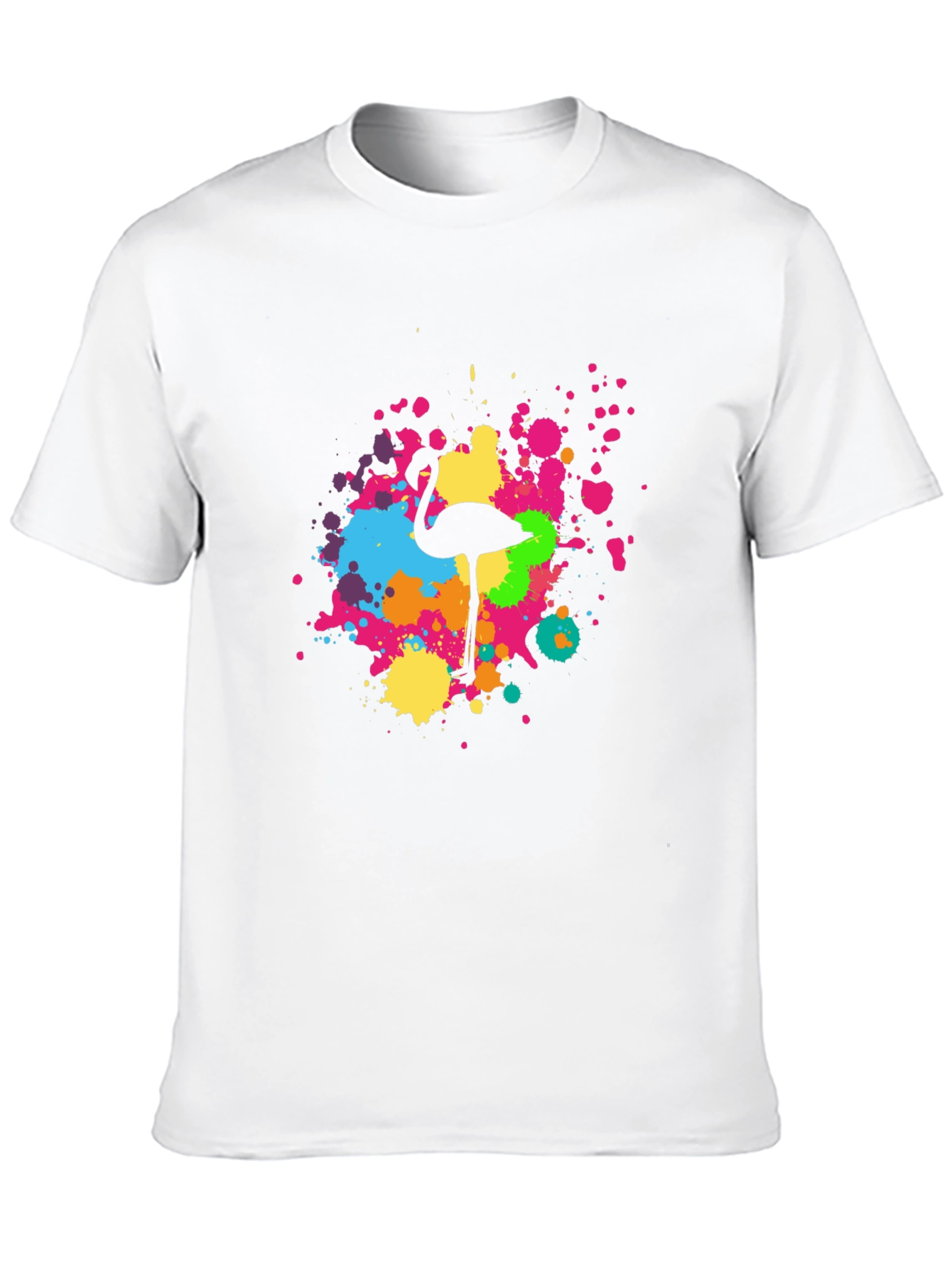 Flamingo Splatter Tee - Black Graphic T-Shirt