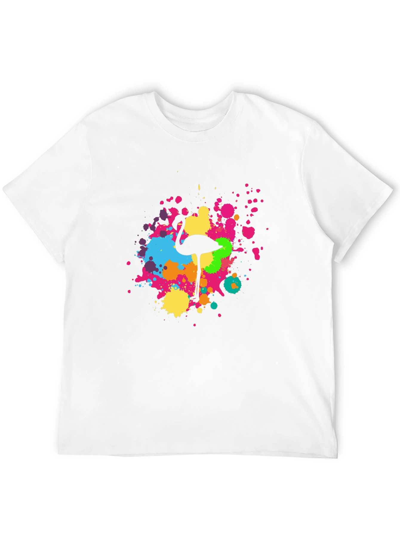 Flamingo Splatter Tee - Black Graphic T-Shirt