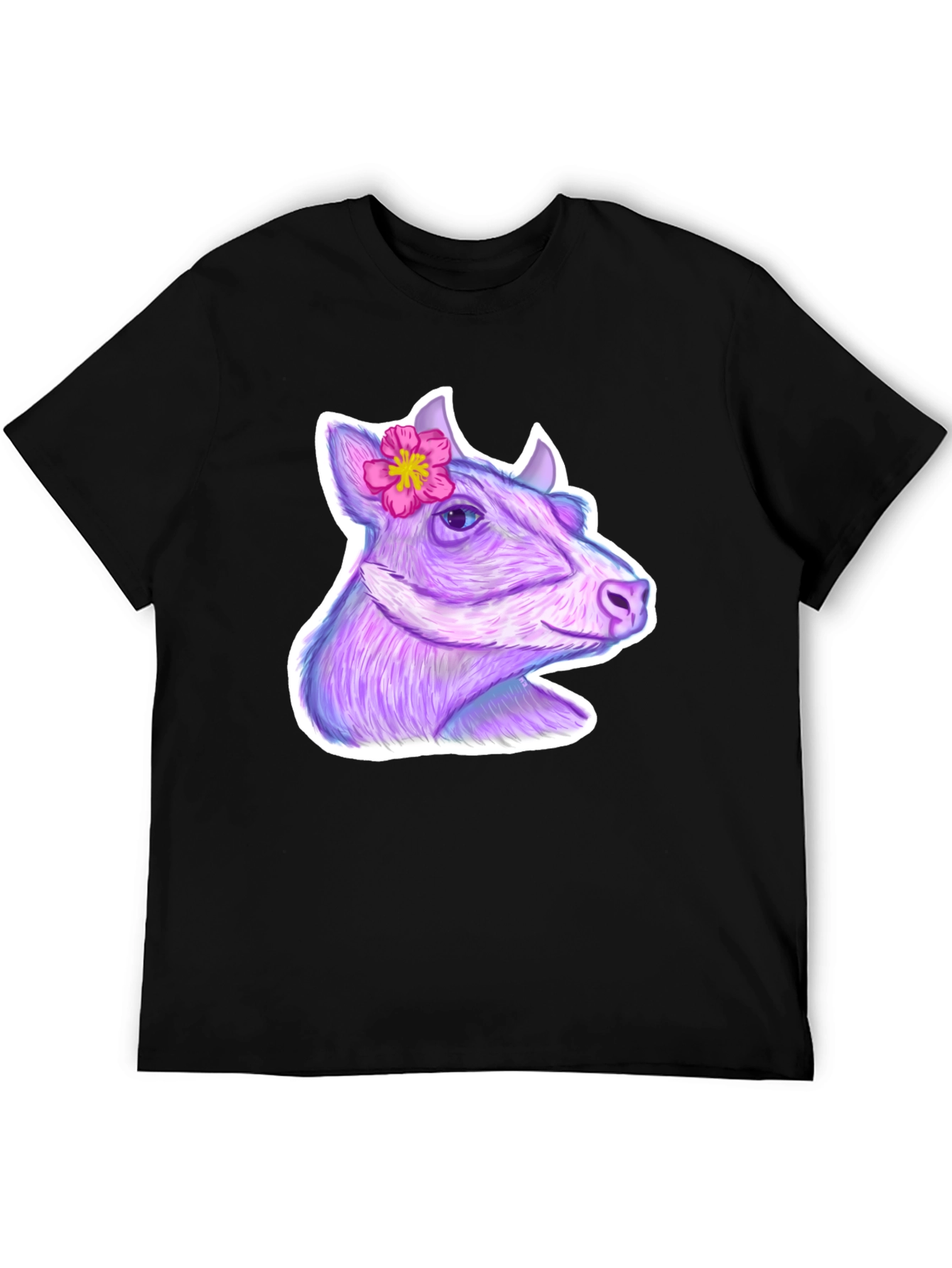 Cow with Flower Graphic Tee