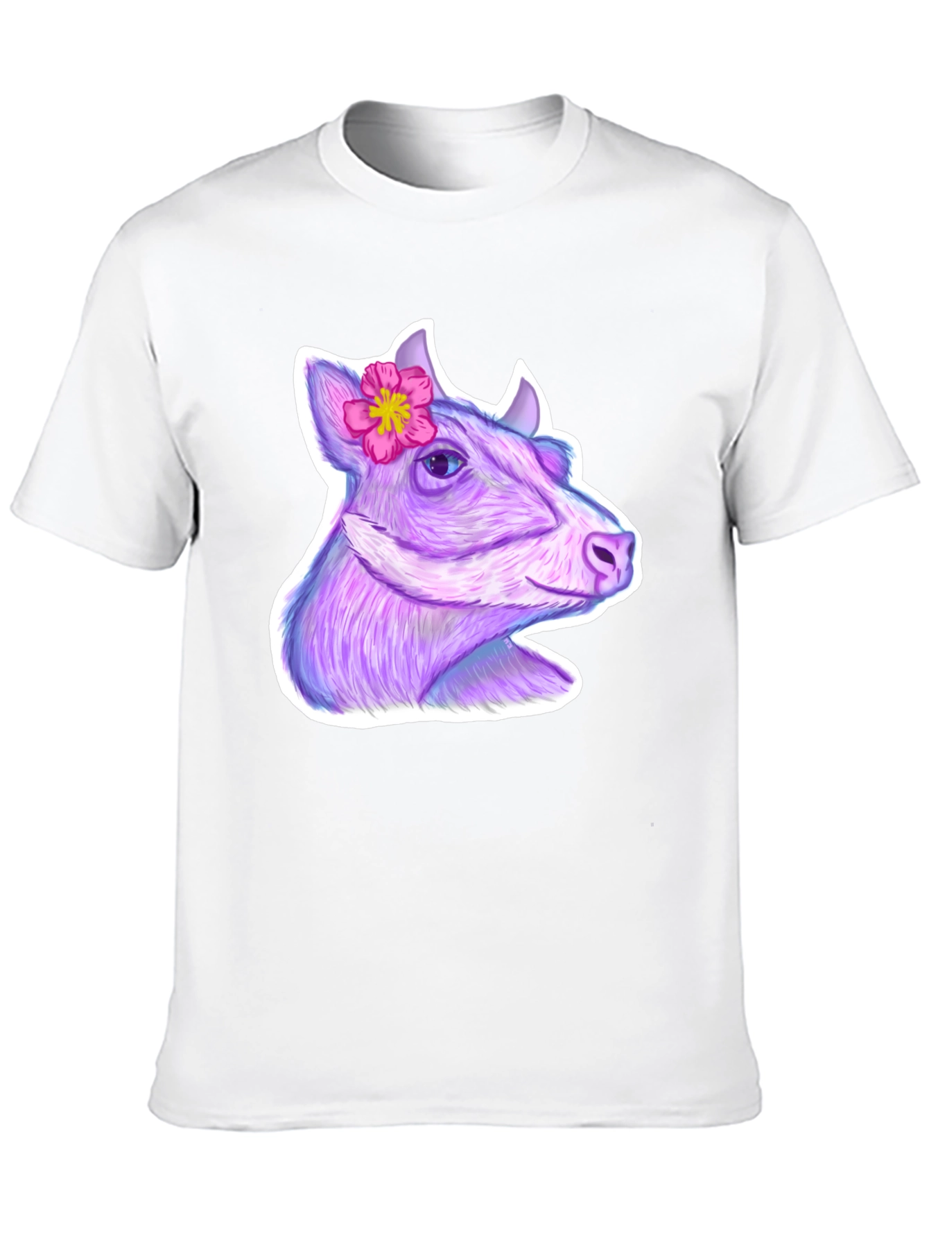 Cow with Flower Graphic Tee