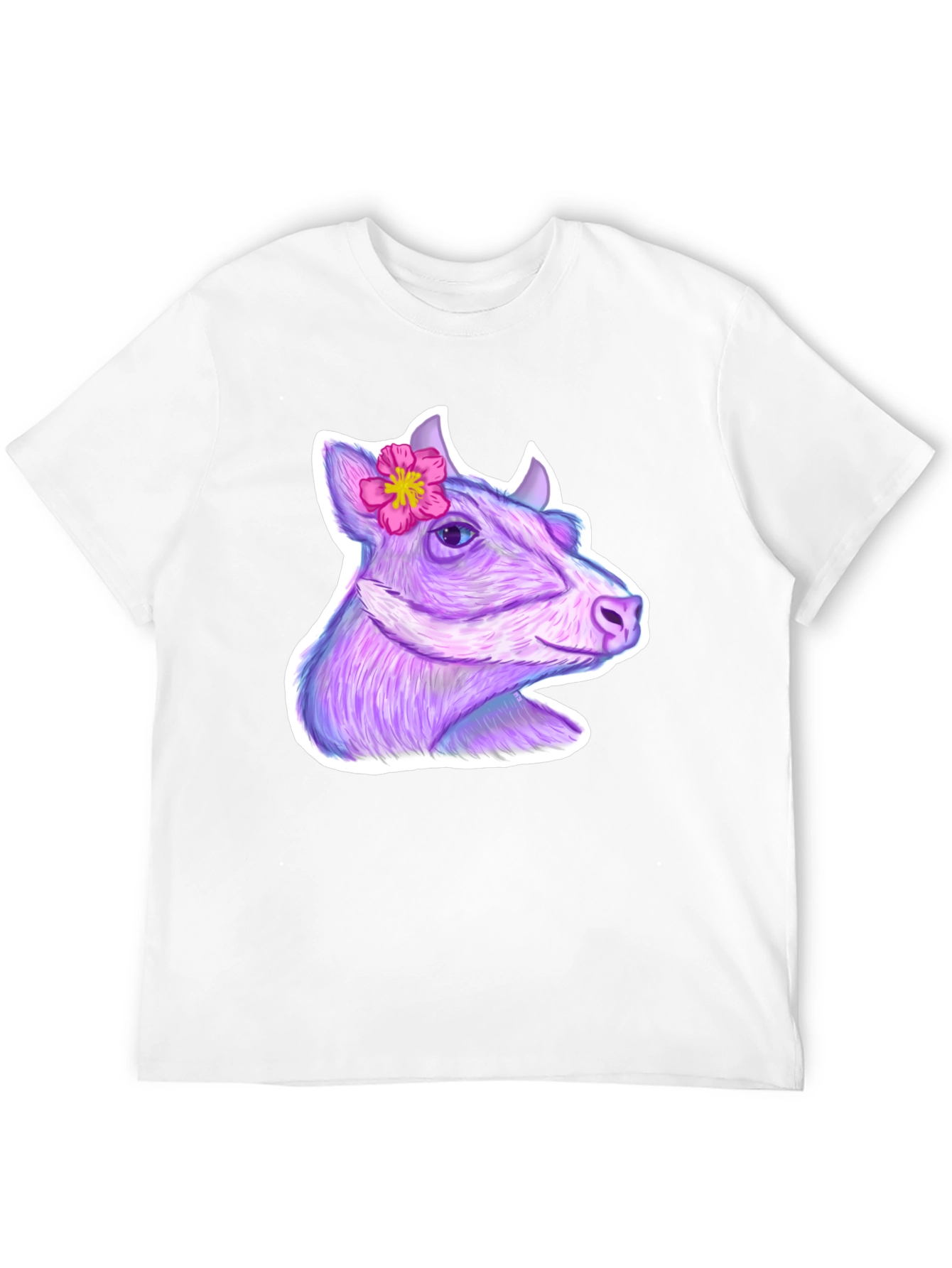 Cow with Flower Graphic Tee