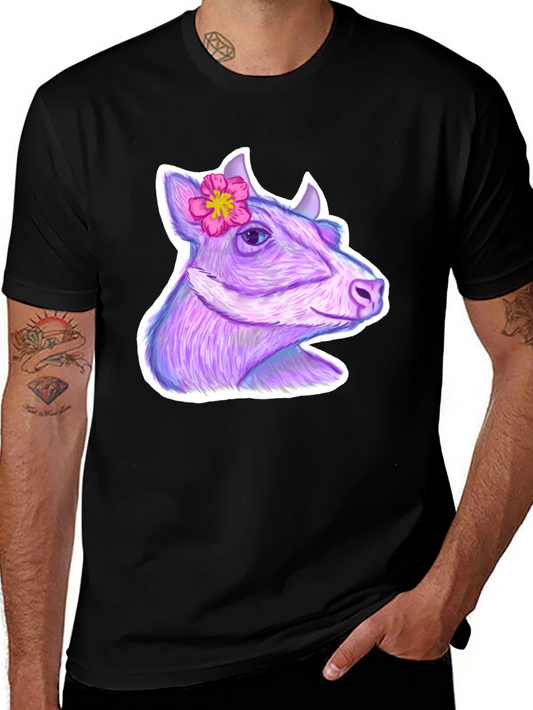 Cow with Flower Graphic Tee