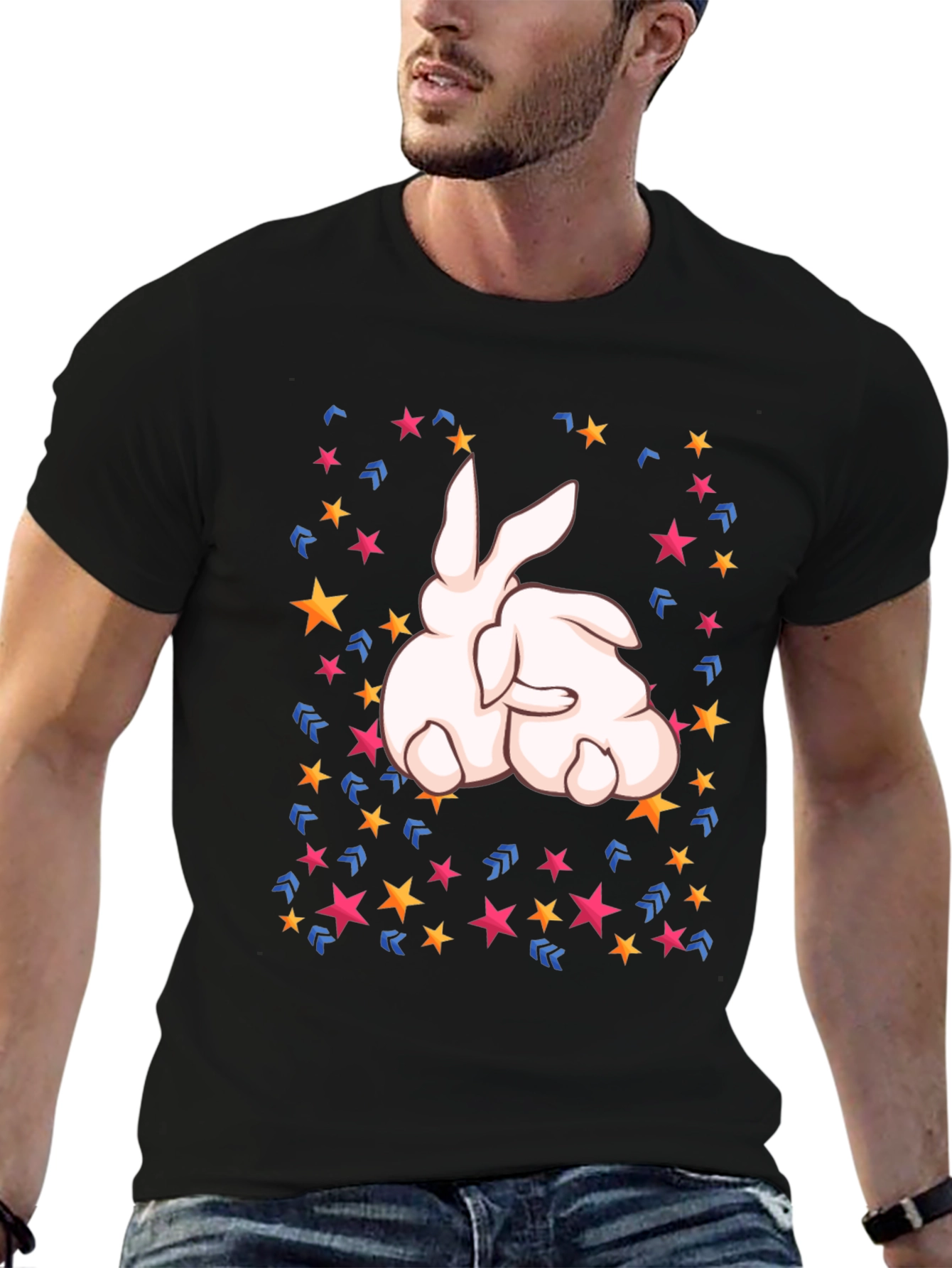 Bunny Star Black T-Shirt