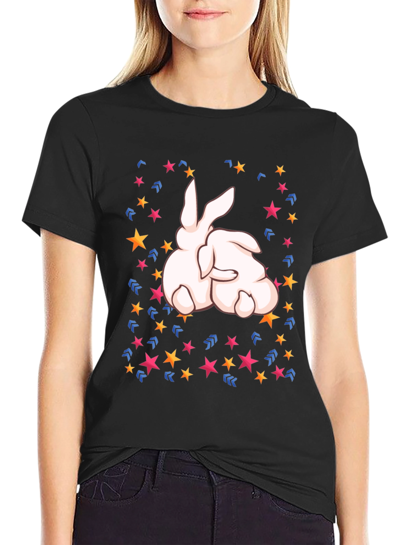Bunny Star Black T-Shirt