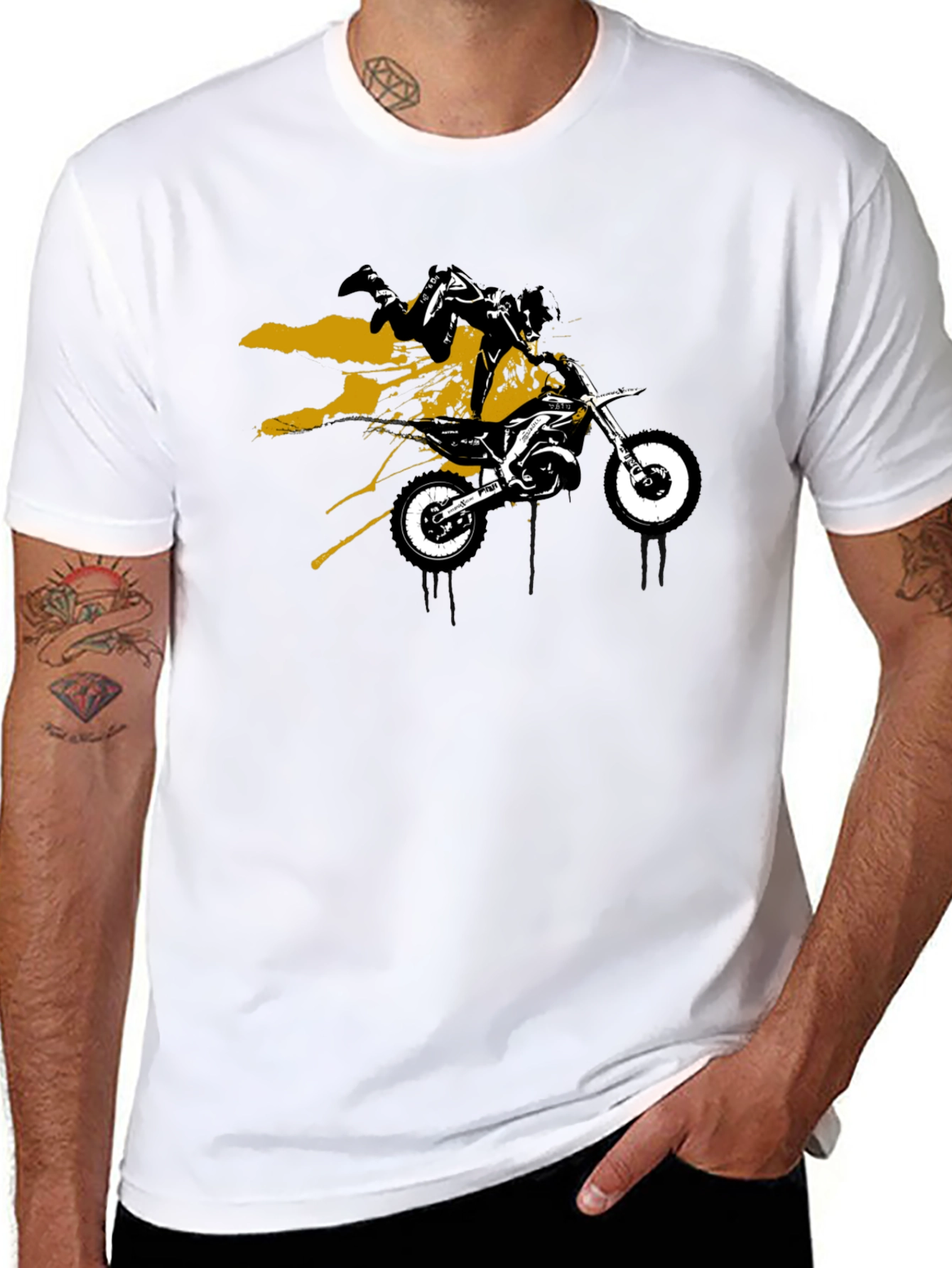 Dirt Bike Rider Graphic Tee - Black Cotton T-Shirt