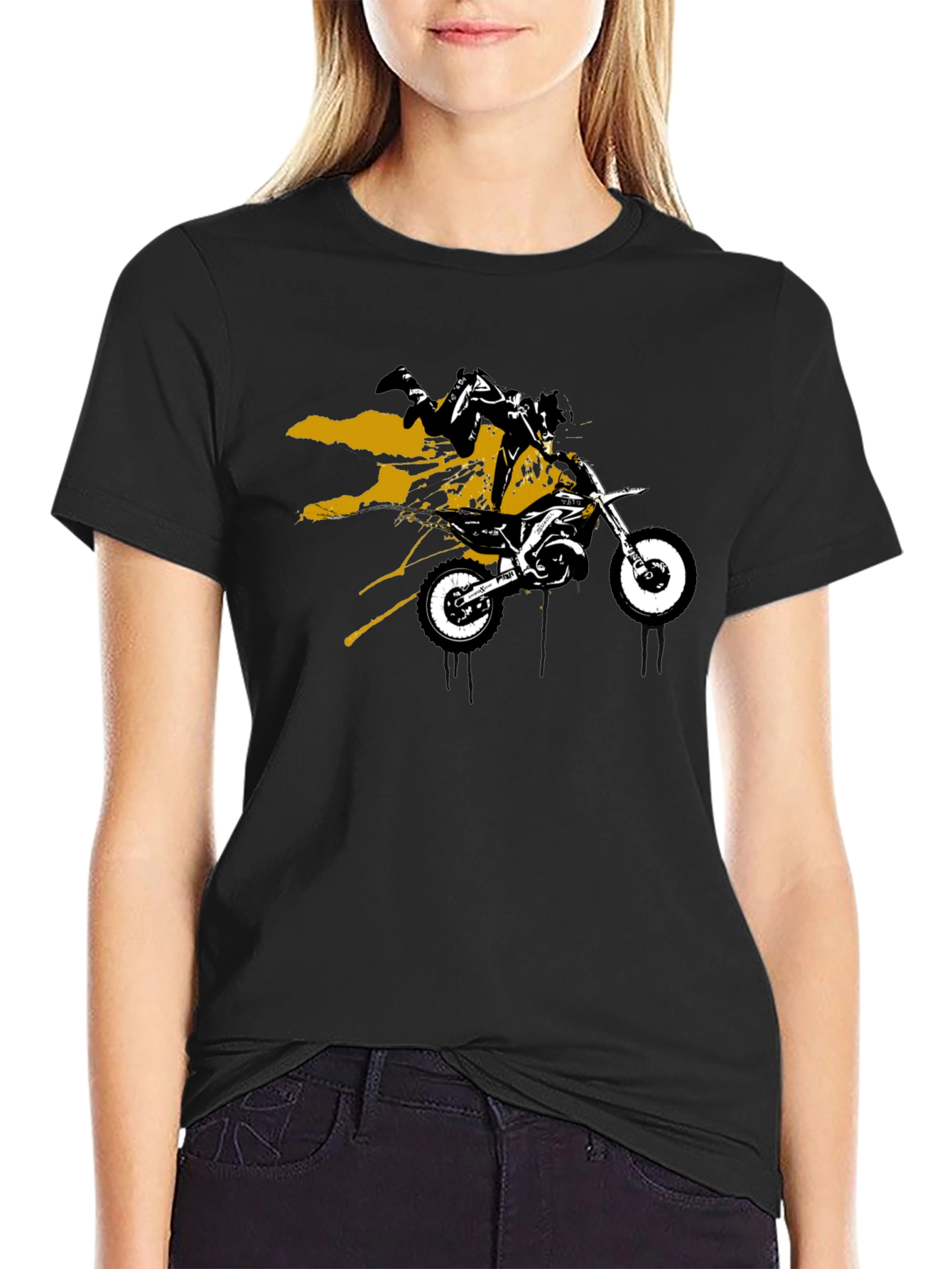 Dirt Bike Rider Graphic Tee - Black Cotton T-Shirt