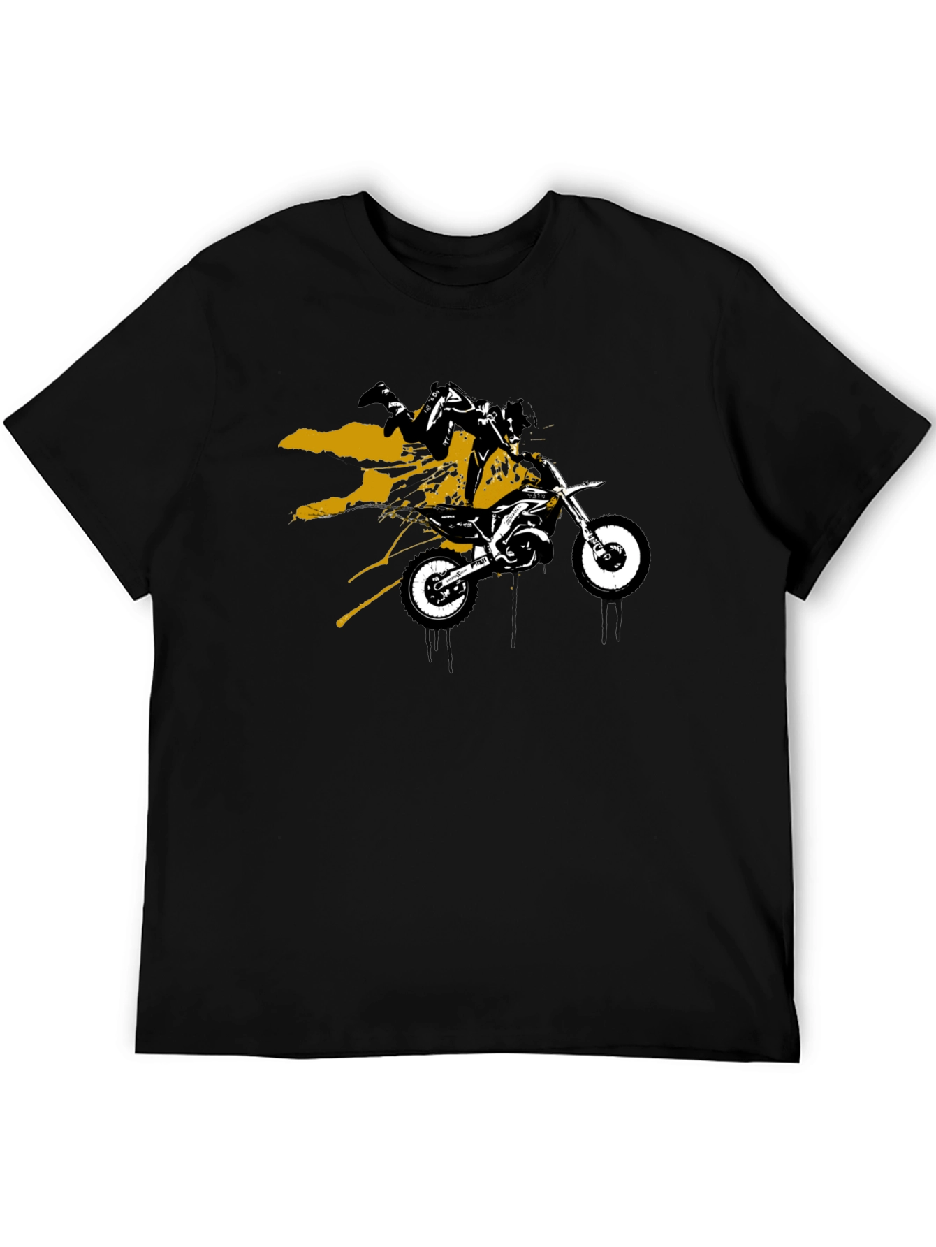 Dirt Bike Rider Graphic Tee - Black Cotton T-Shirt