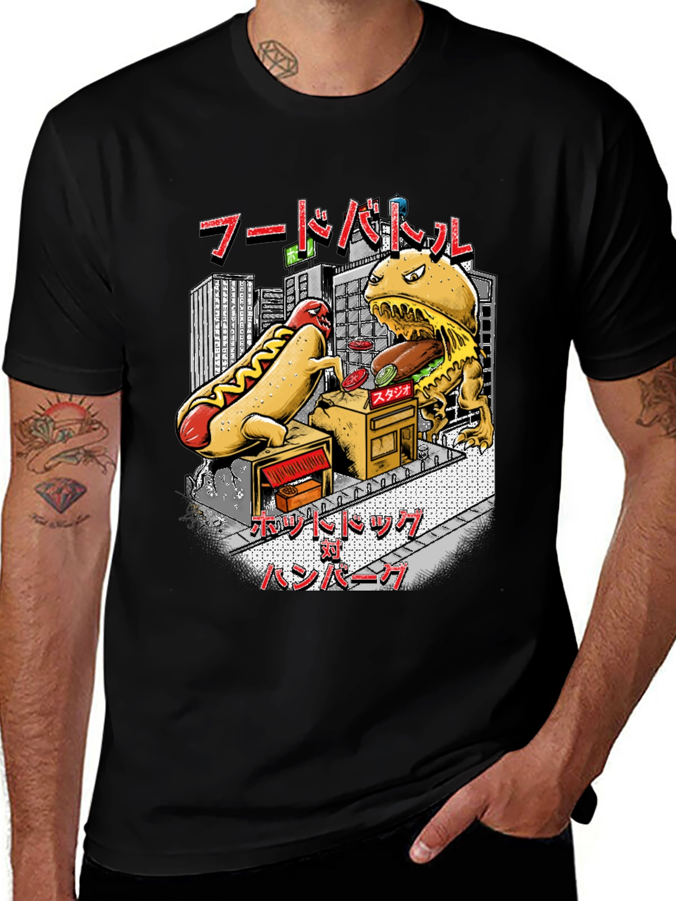 Food Battle Graphic Tee - Hotdog vs Burger