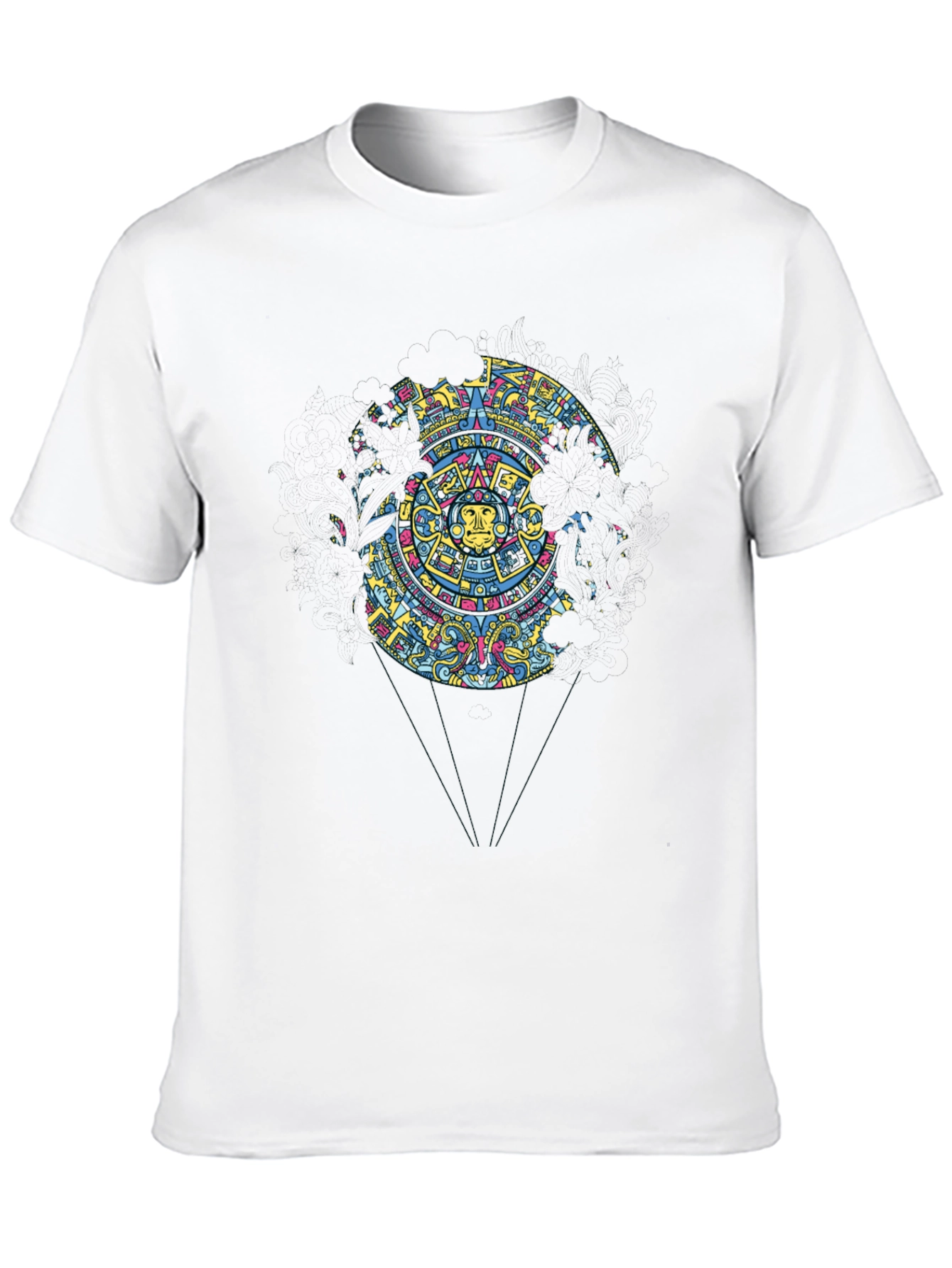 Aztec Calendar Graphic Print Black T-Shirt