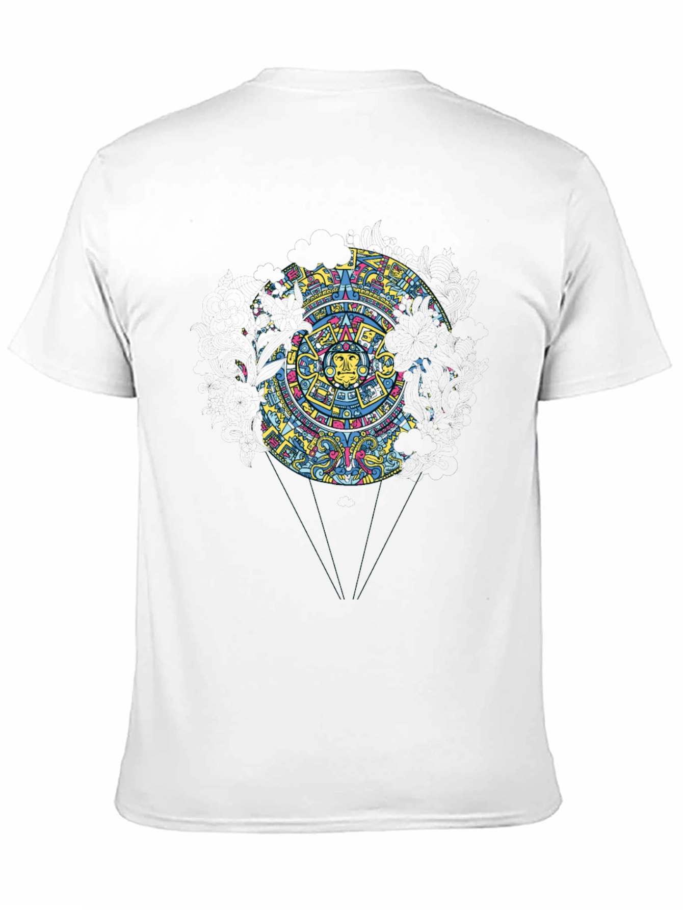 Aztec Calendar Graphic Print Black T-Shirt