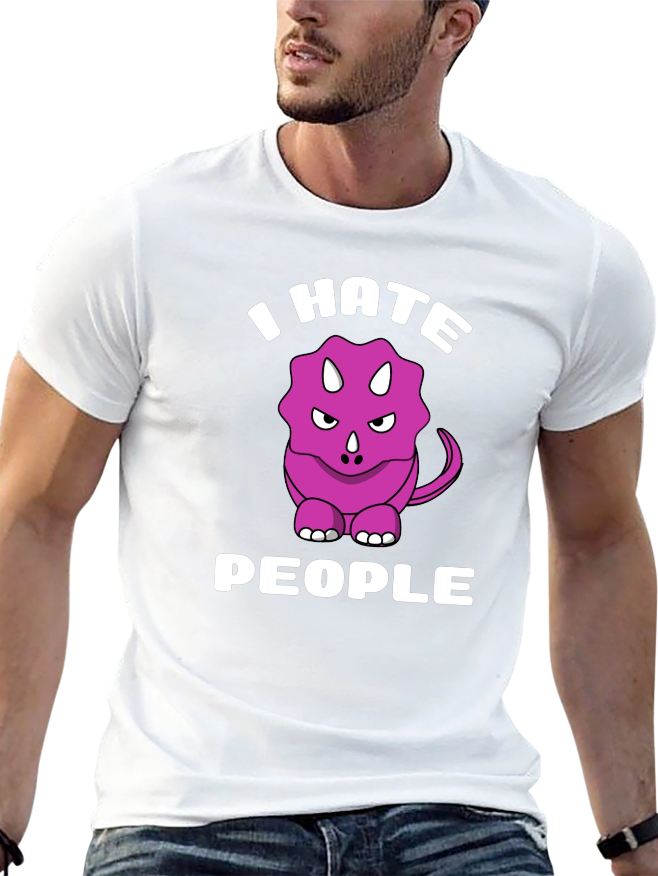 I Hate People Triceratops Graphic Tee