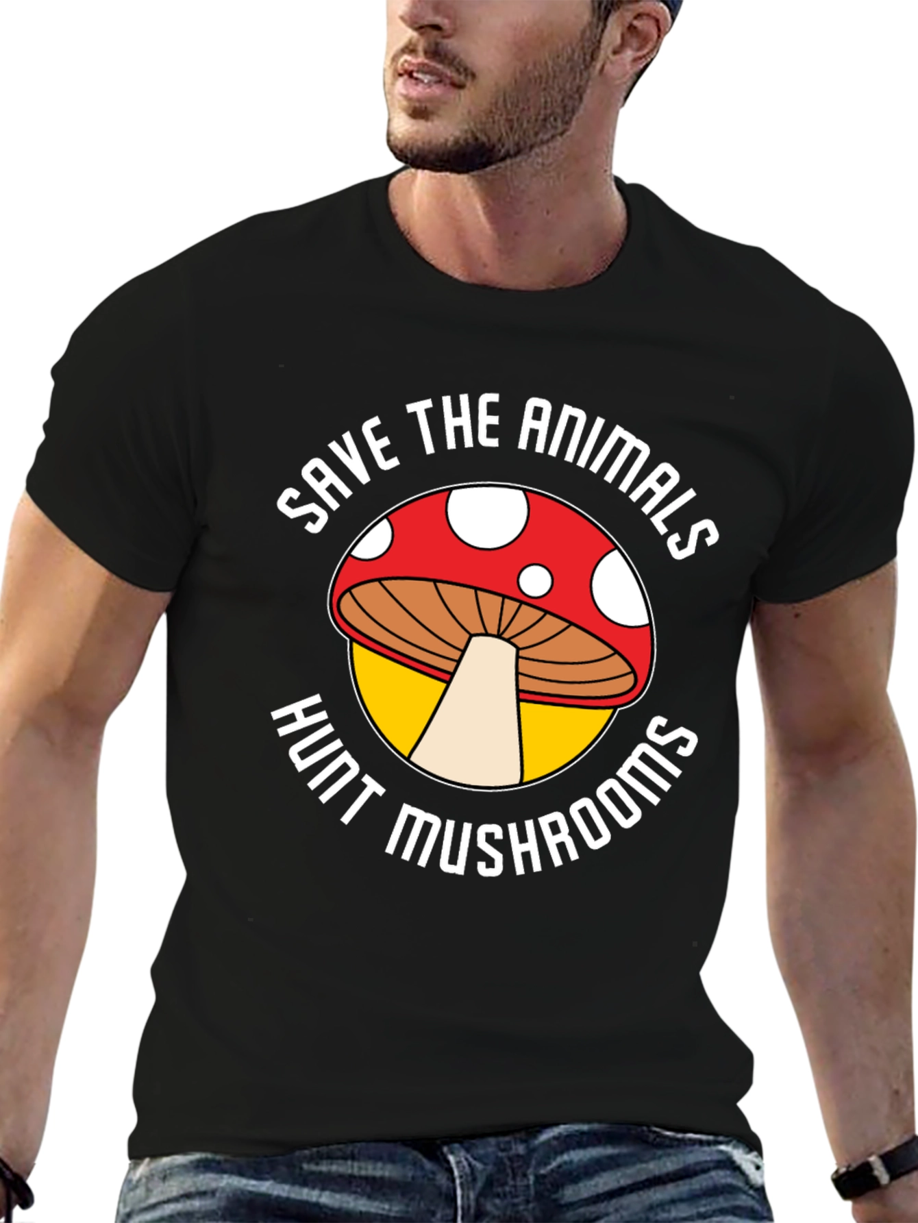 Save the Animals Hunt Mushrooms Graphic Tee