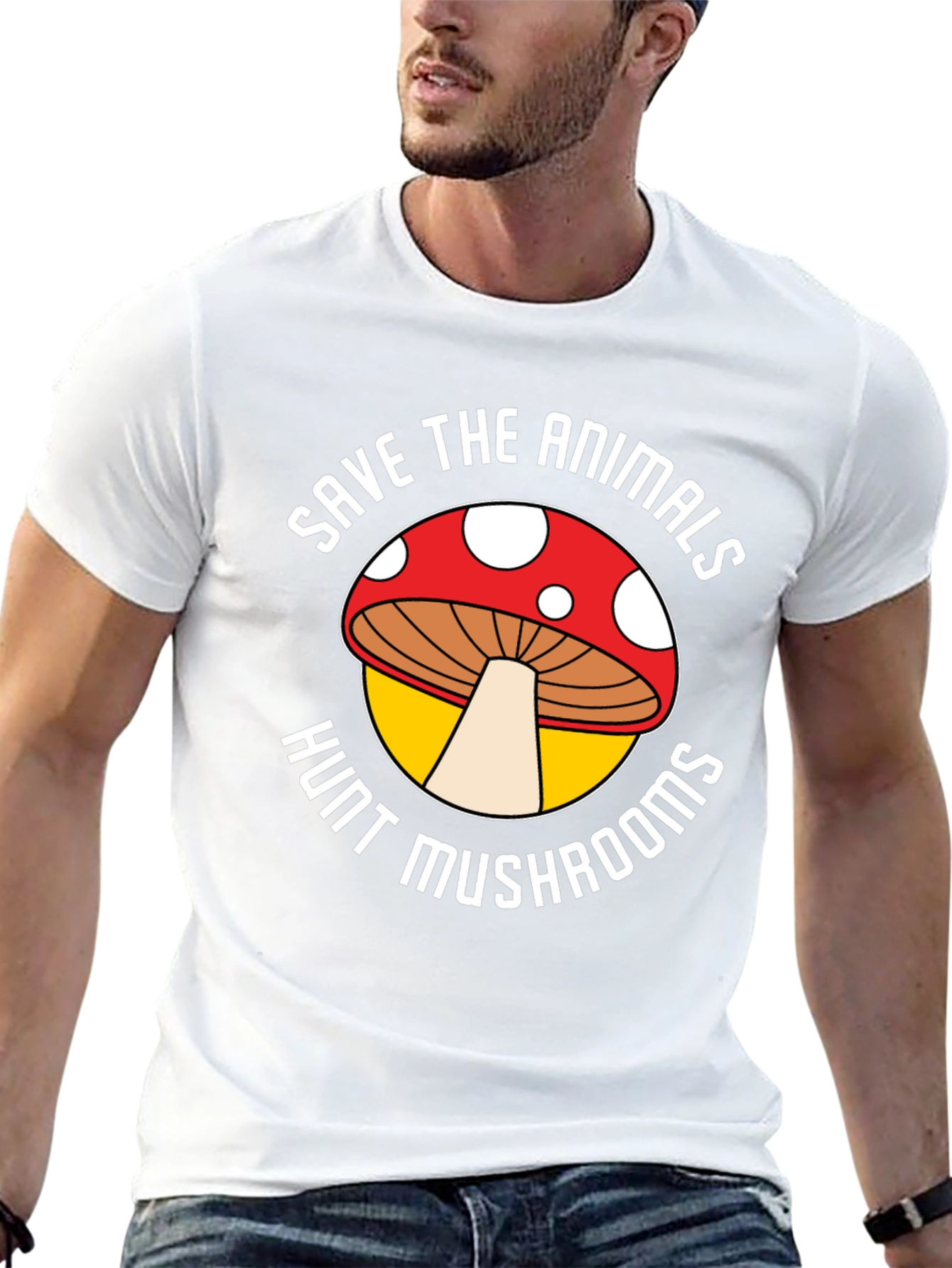 Save the Animals Hunt Mushrooms Graphic Tee