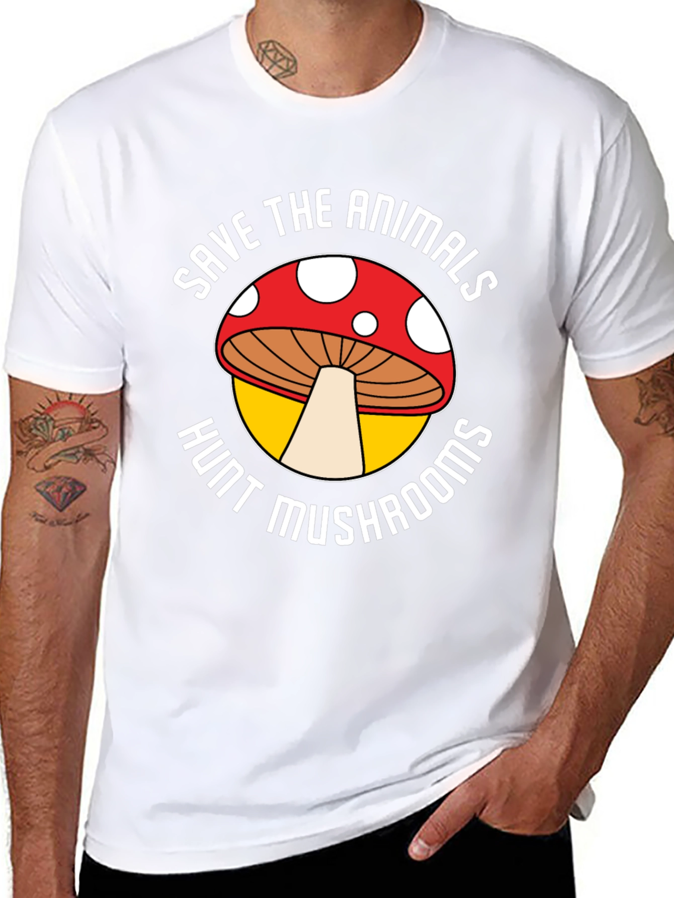 Save the Animals Hunt Mushrooms Graphic Tee