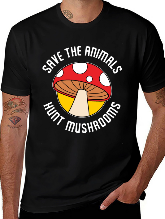 Save the Animals Hunt Mushrooms Graphic Tee