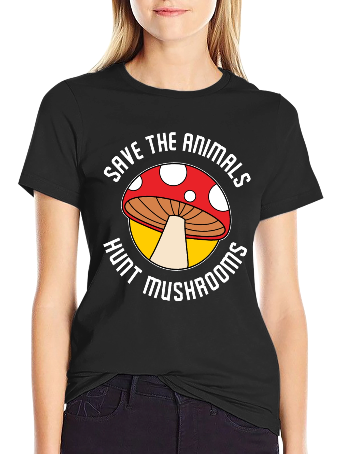 Save the Animals Hunt Mushrooms Graphic Tee
