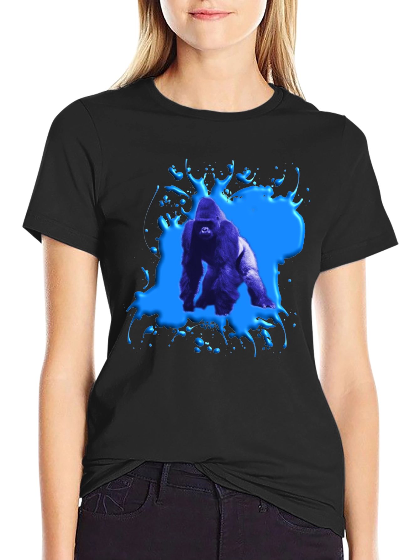 Gorilla Splash Graphic Tee - Bold Black T-Shirt