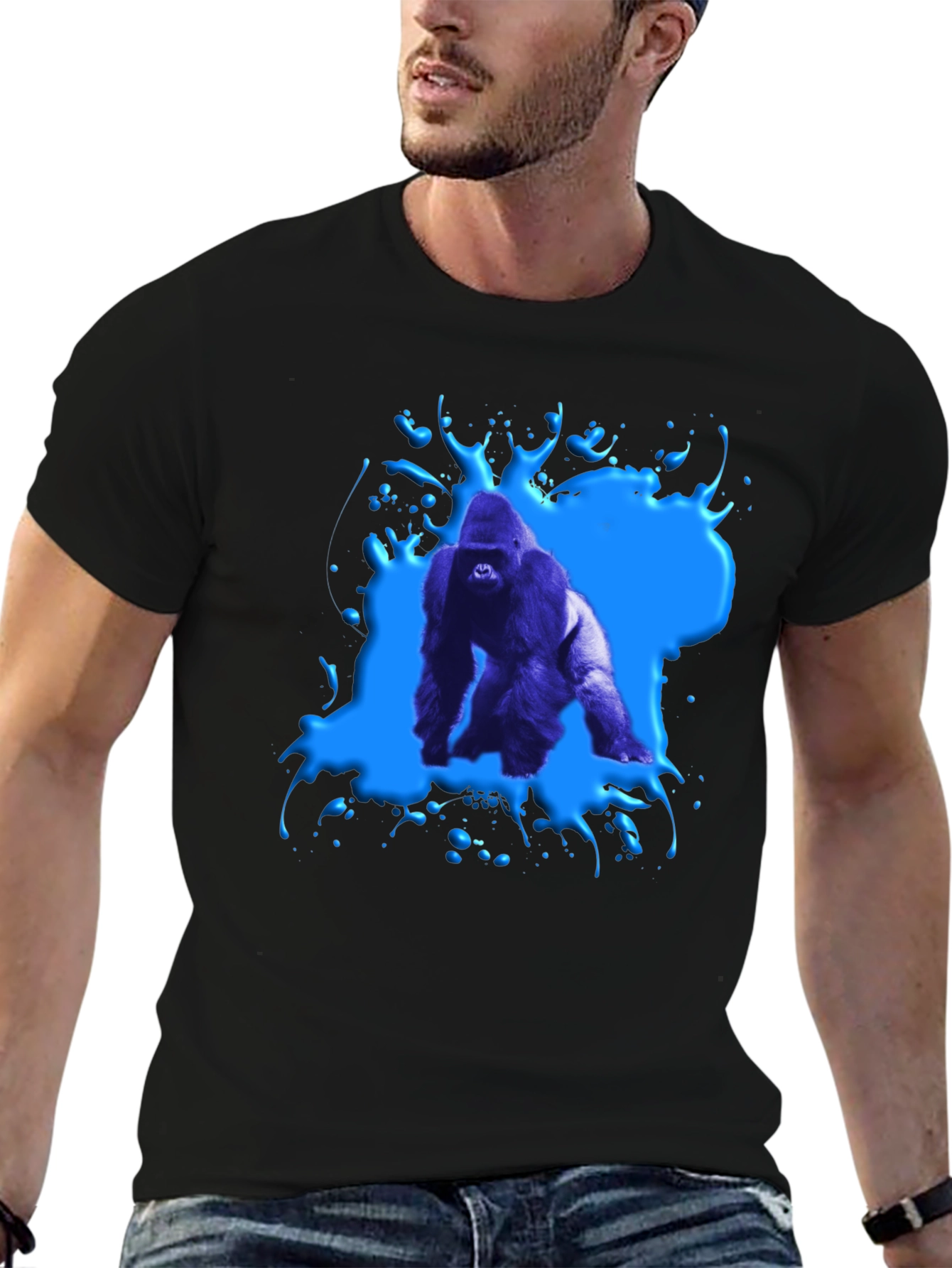 Gorilla Splash Graphic Tee - Bold Black T-Shirt