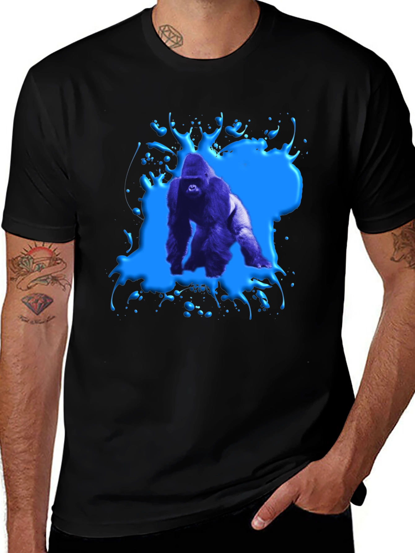 Gorilla Splash Graphic Tee - Bold Black T-Shirt