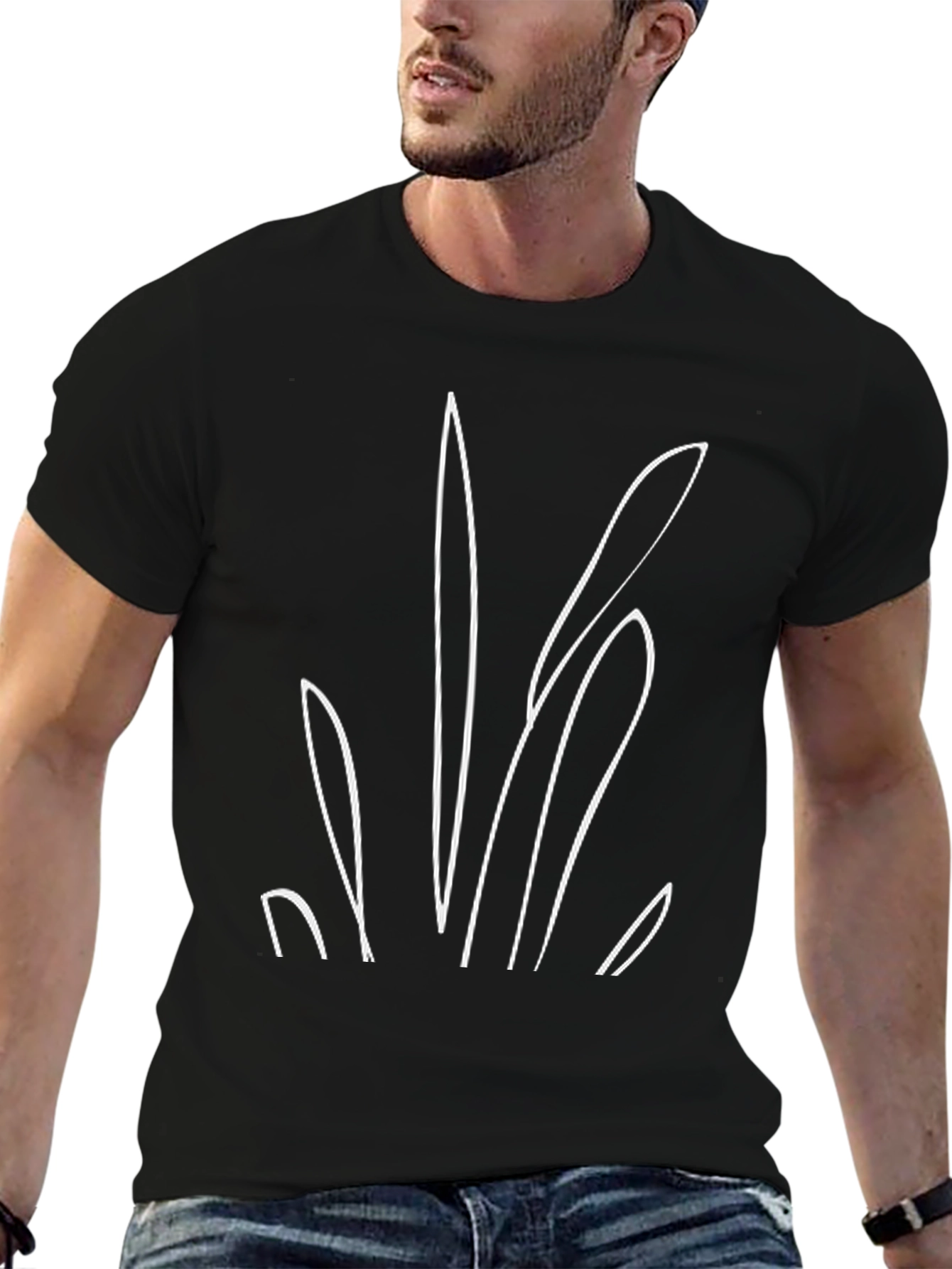 Minimalist Line Art Black T-Shirt