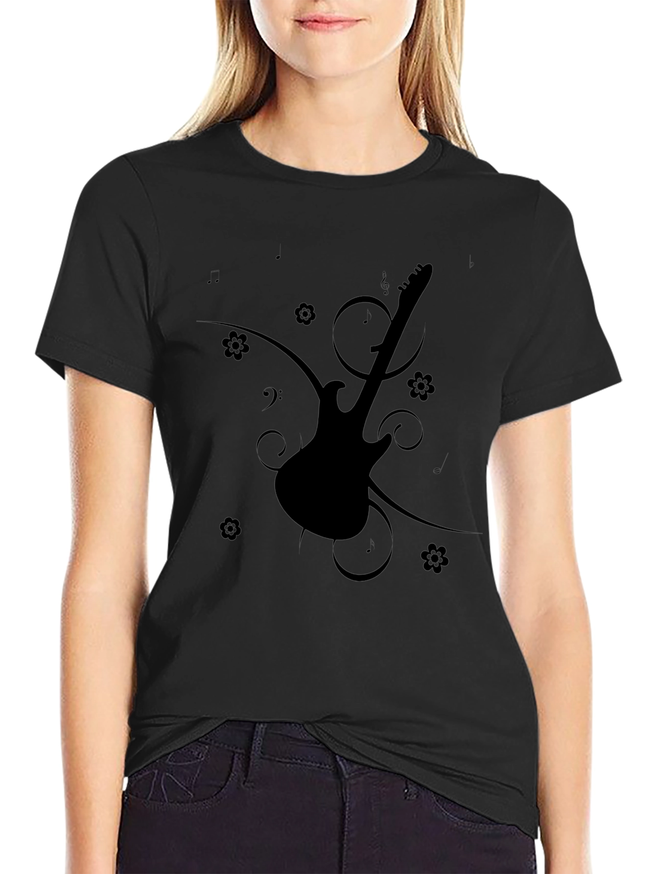 Black Guitar Graphic Tee - Stylish Unisex T-Shirt