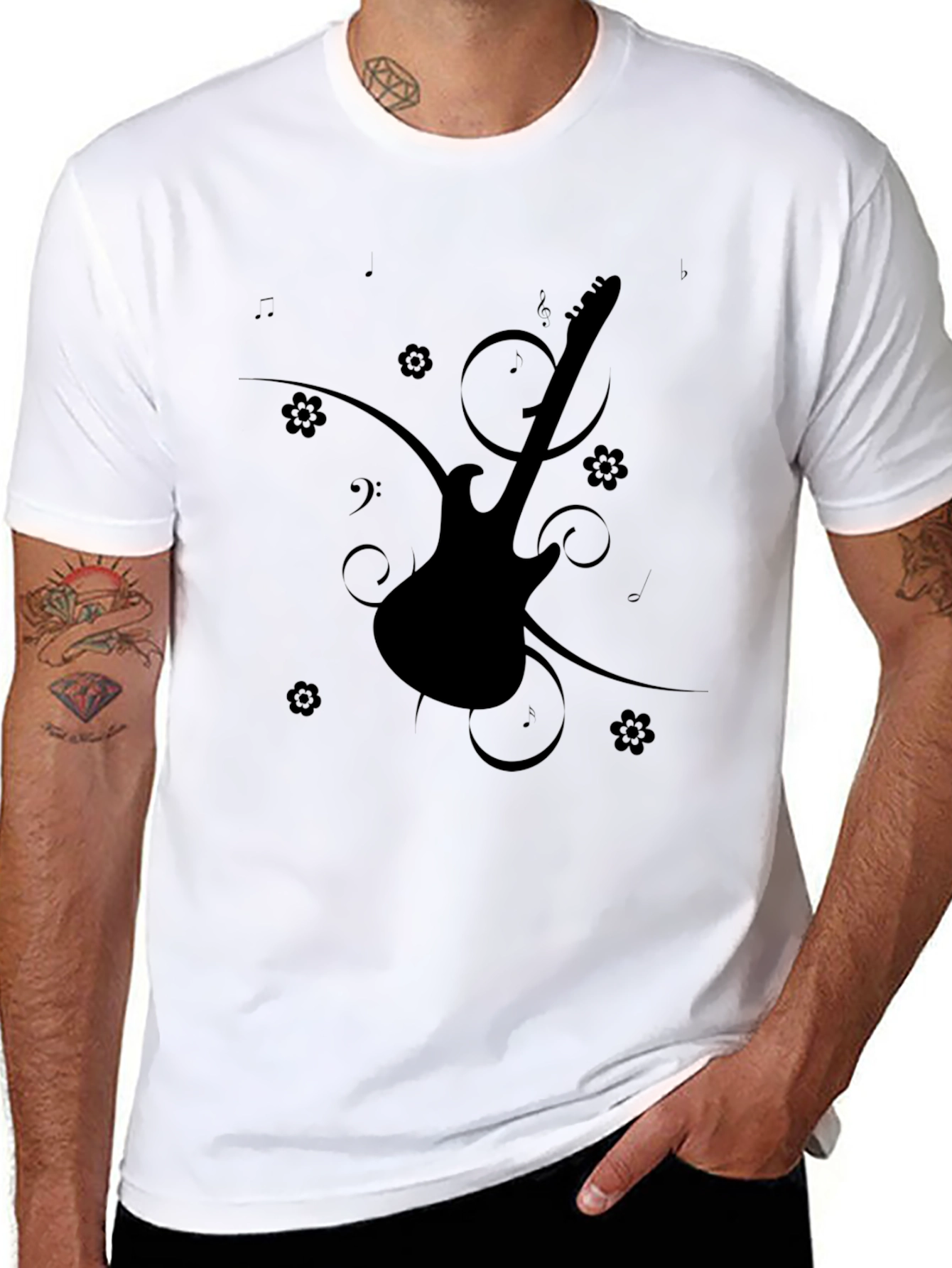 Black Guitar Graphic Tee - Stylish Unisex T-Shirt