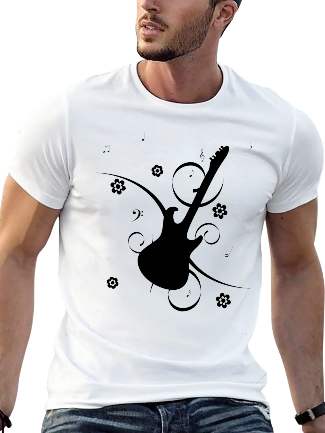 Black Guitar Graphic Tee - Stylish Unisex T-Shirt