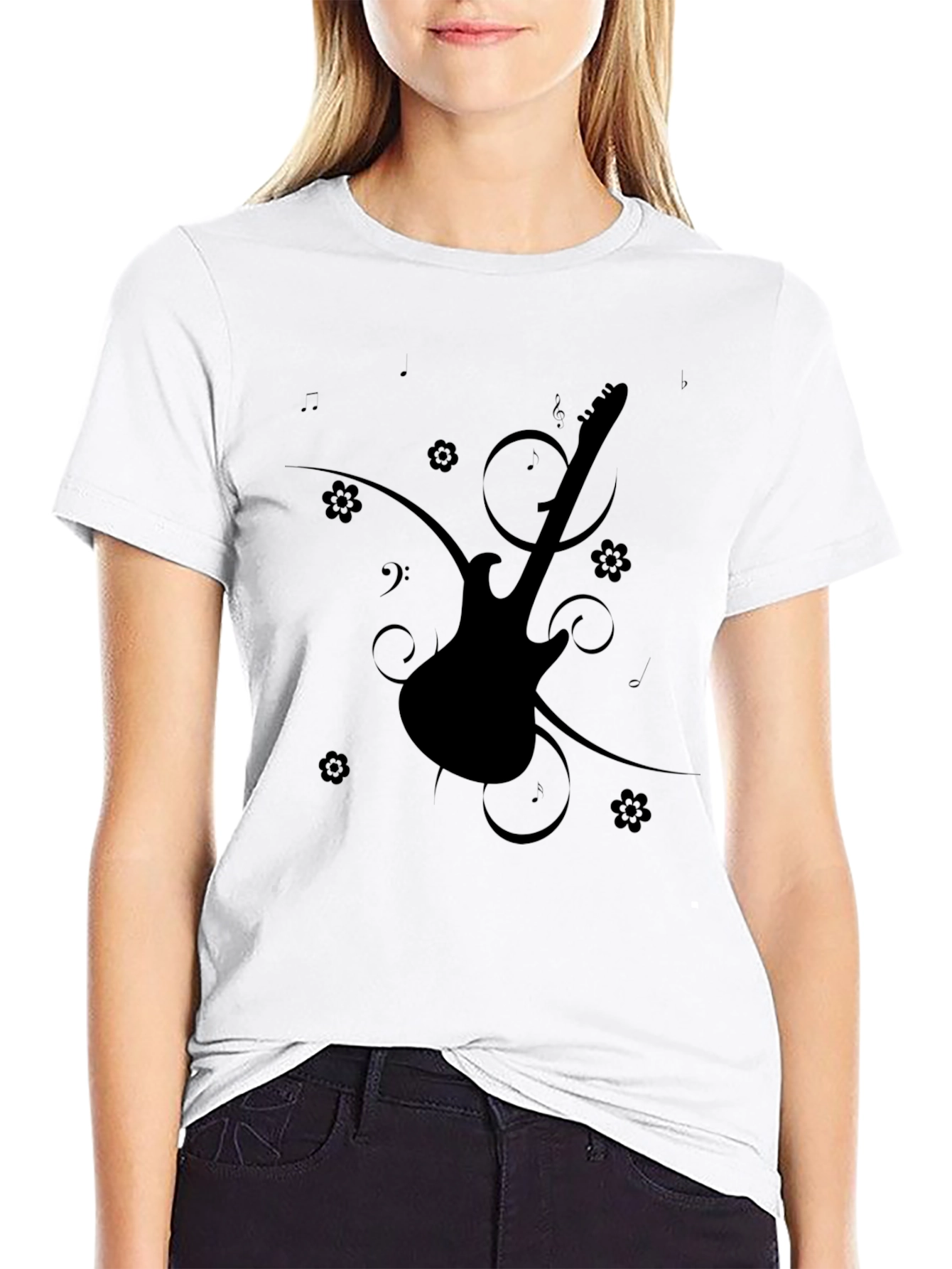 Black Guitar Graphic Tee - Stylish Unisex T-Shirt
