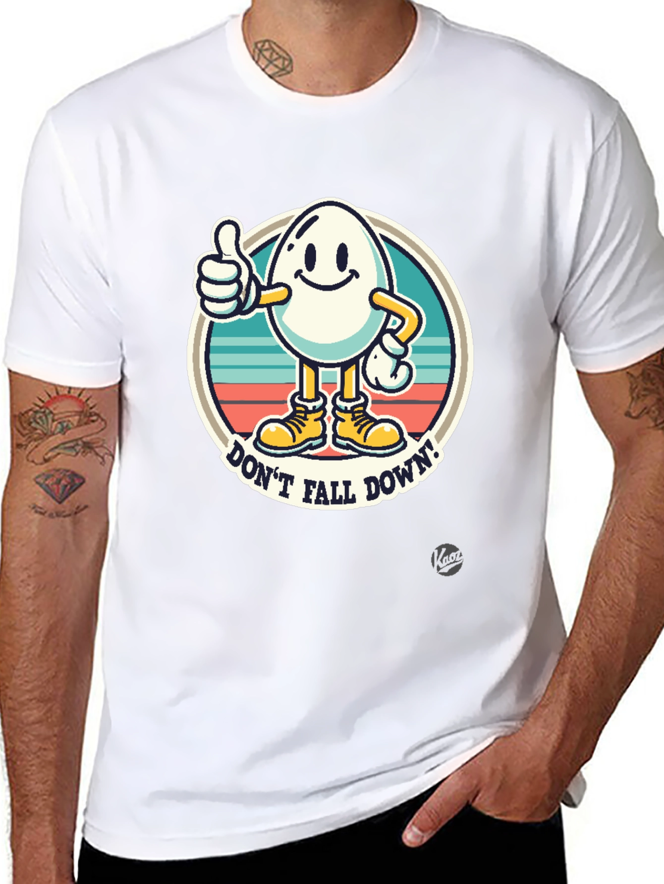 Funny Egg Cartoon T-Shirt - Dont Fall Down!