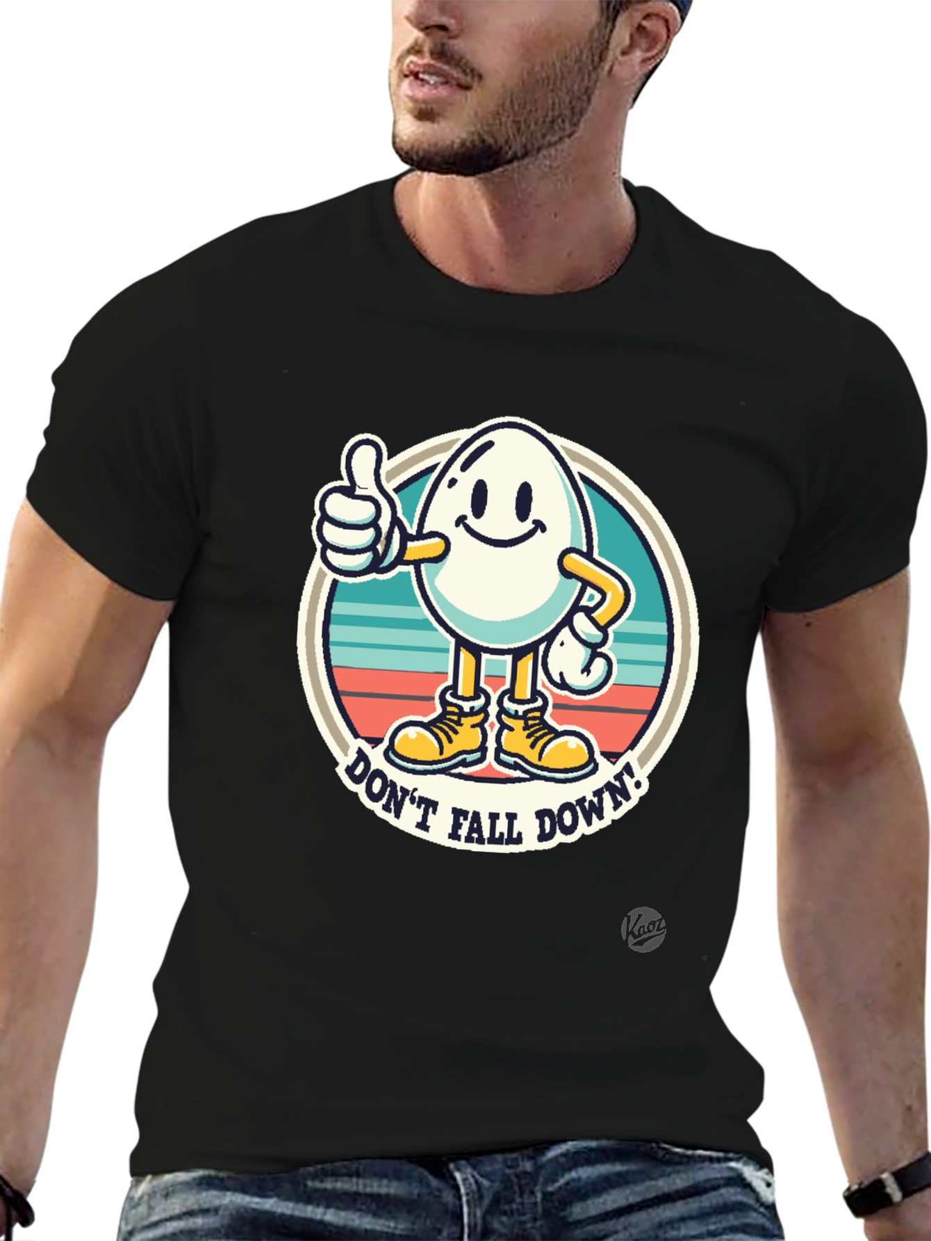Funny Egg Cartoon T-Shirt - Dont Fall Down!
