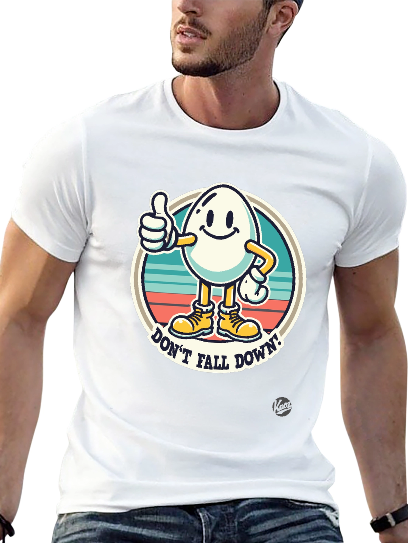 Funny Egg Cartoon T-Shirt - Dont Fall Down!