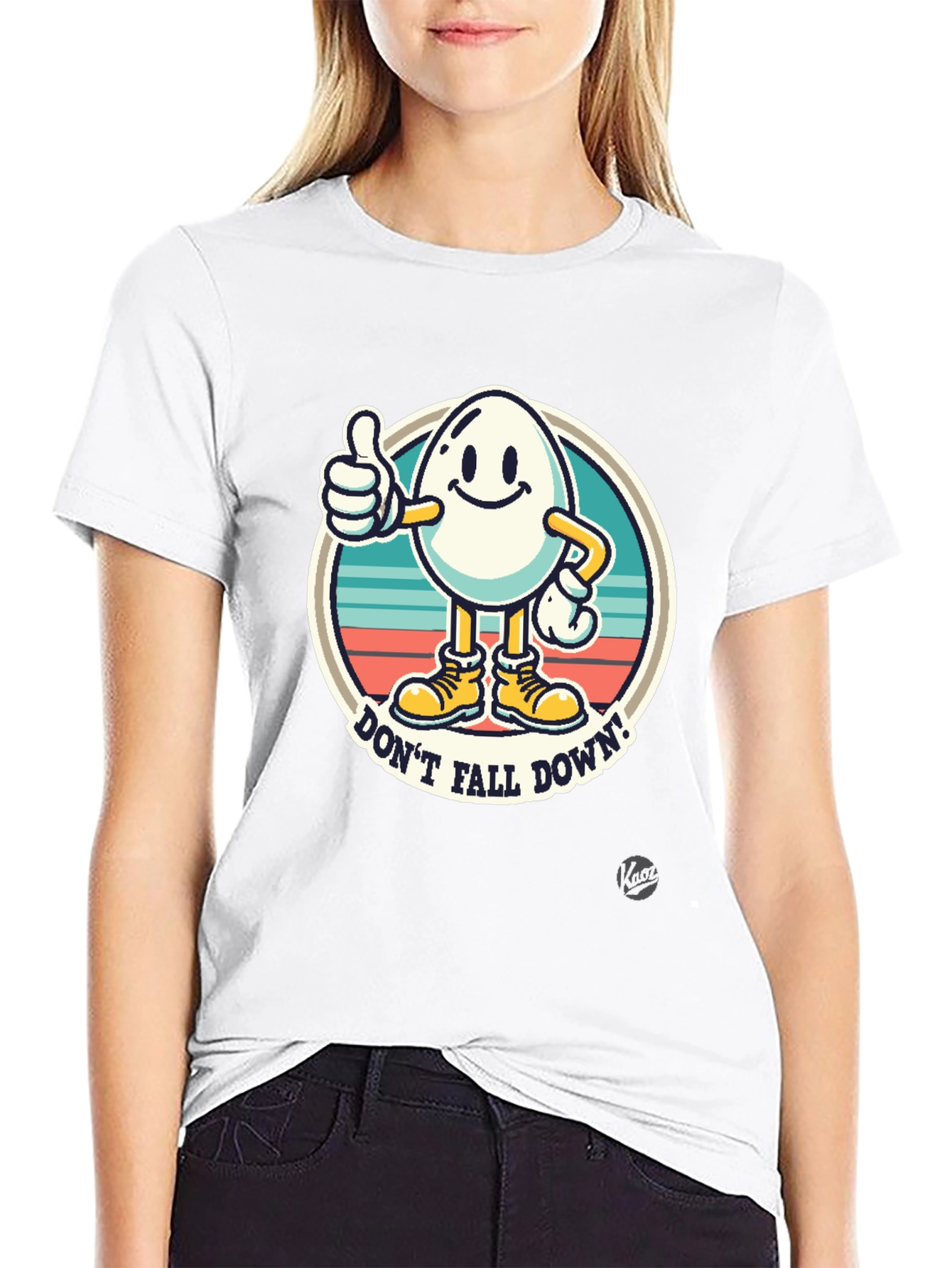 Funny Egg Cartoon T-Shirt - Dont Fall Down!