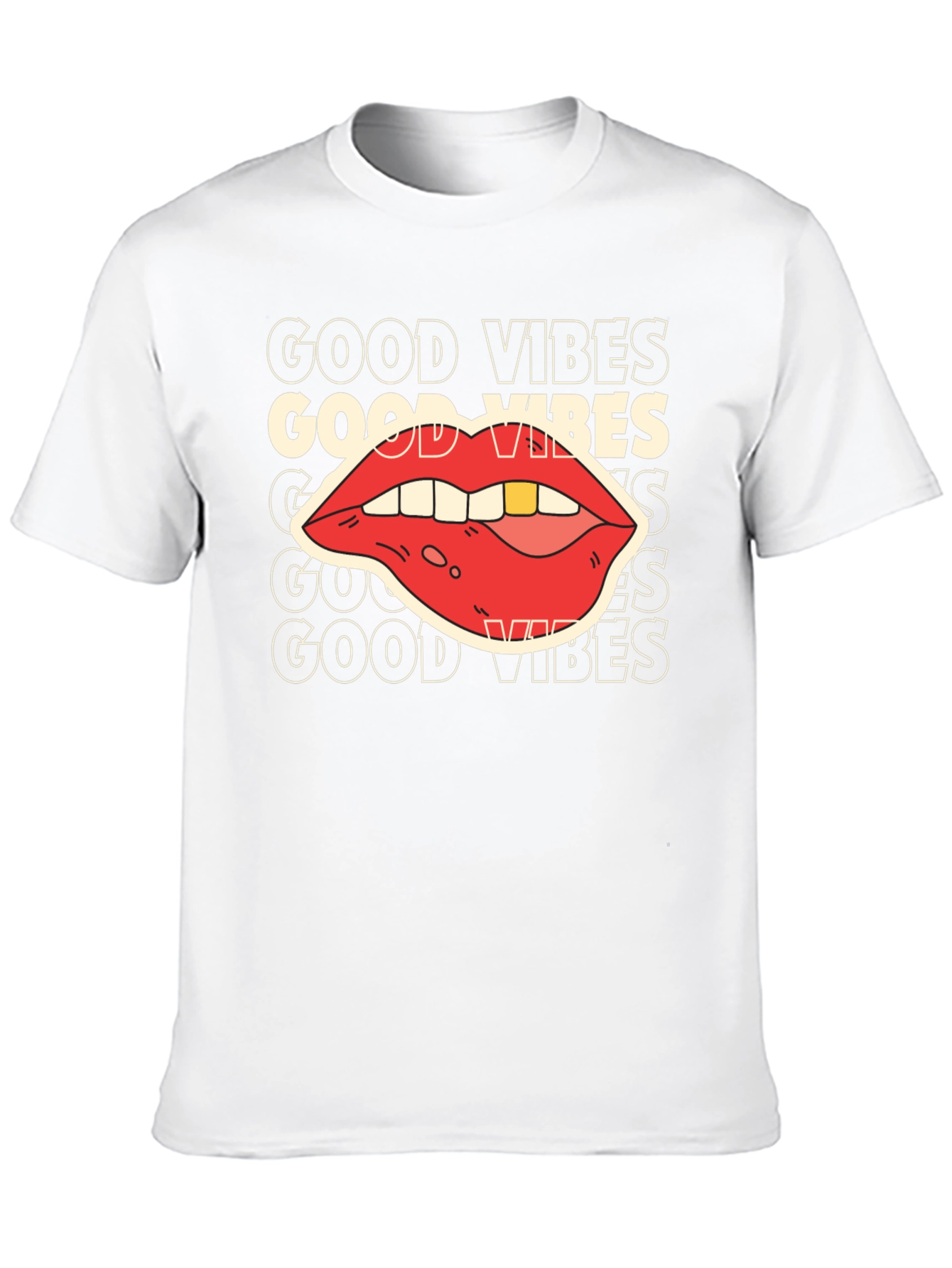 Good Vibes Graphic Tee - Retro Lip Design