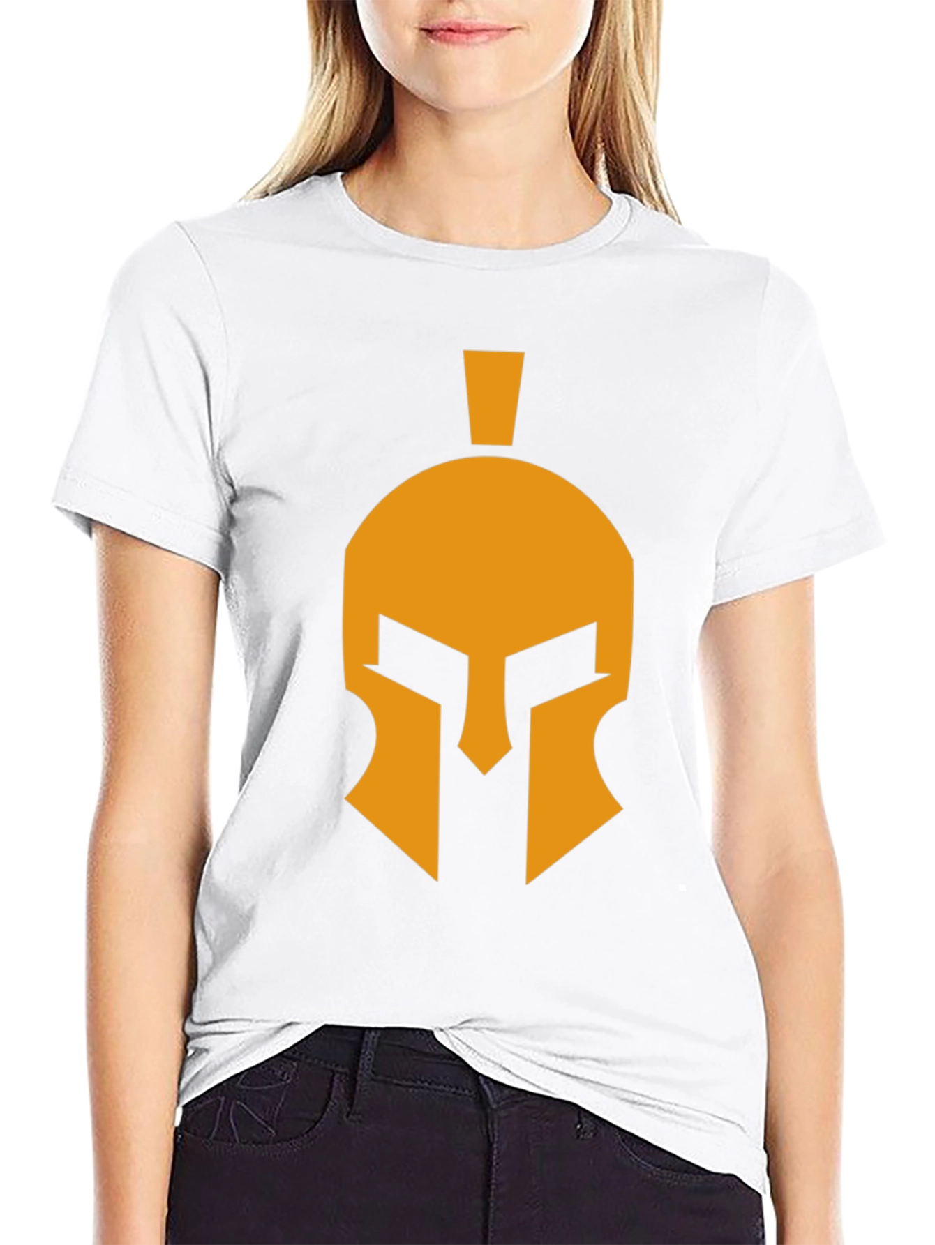 Spartan Helmet Graphic Tee - Black Cotton Casual T-Shirt