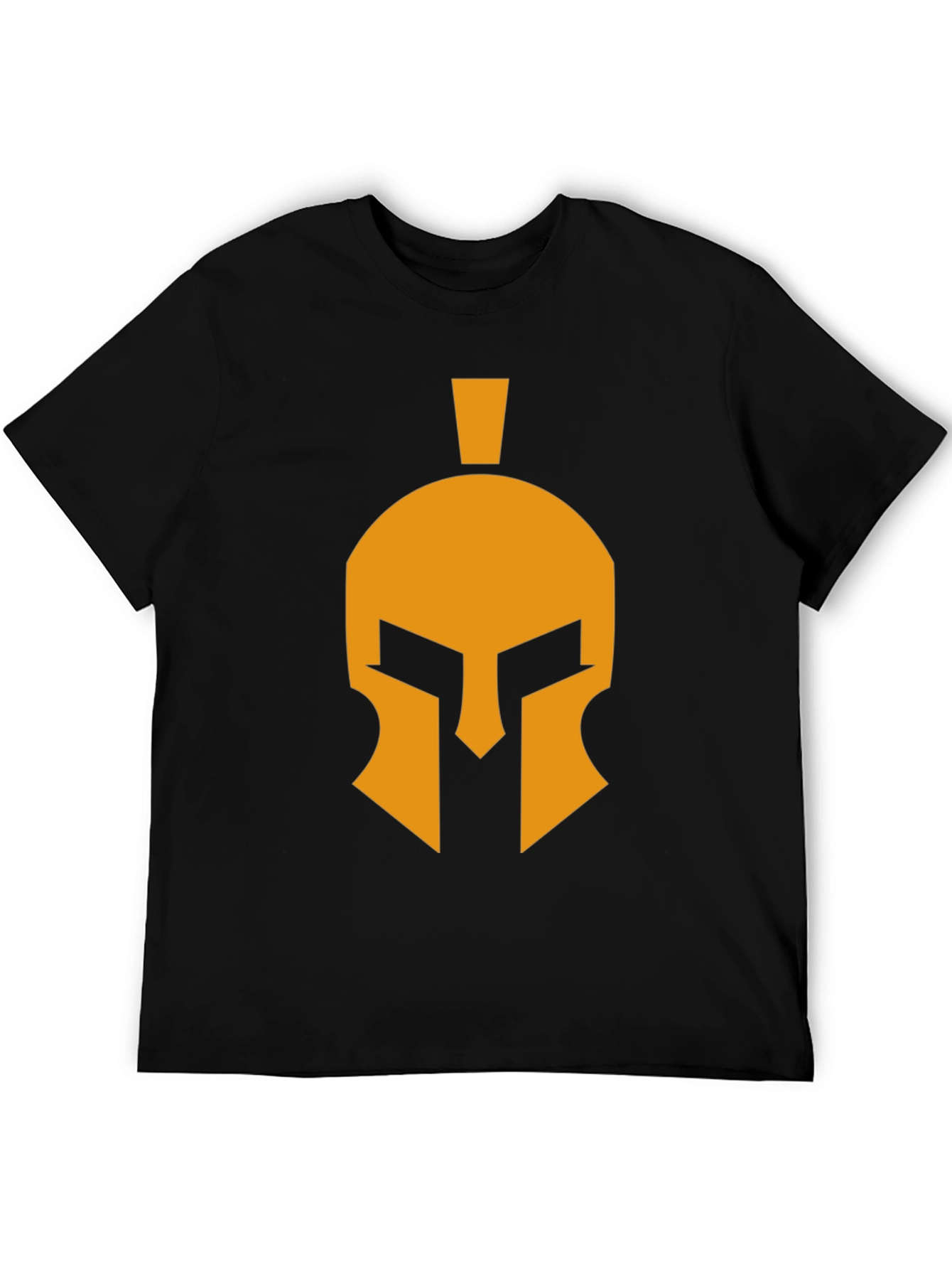 Spartan Helmet Graphic Tee - Black Cotton Casual T-Shirt