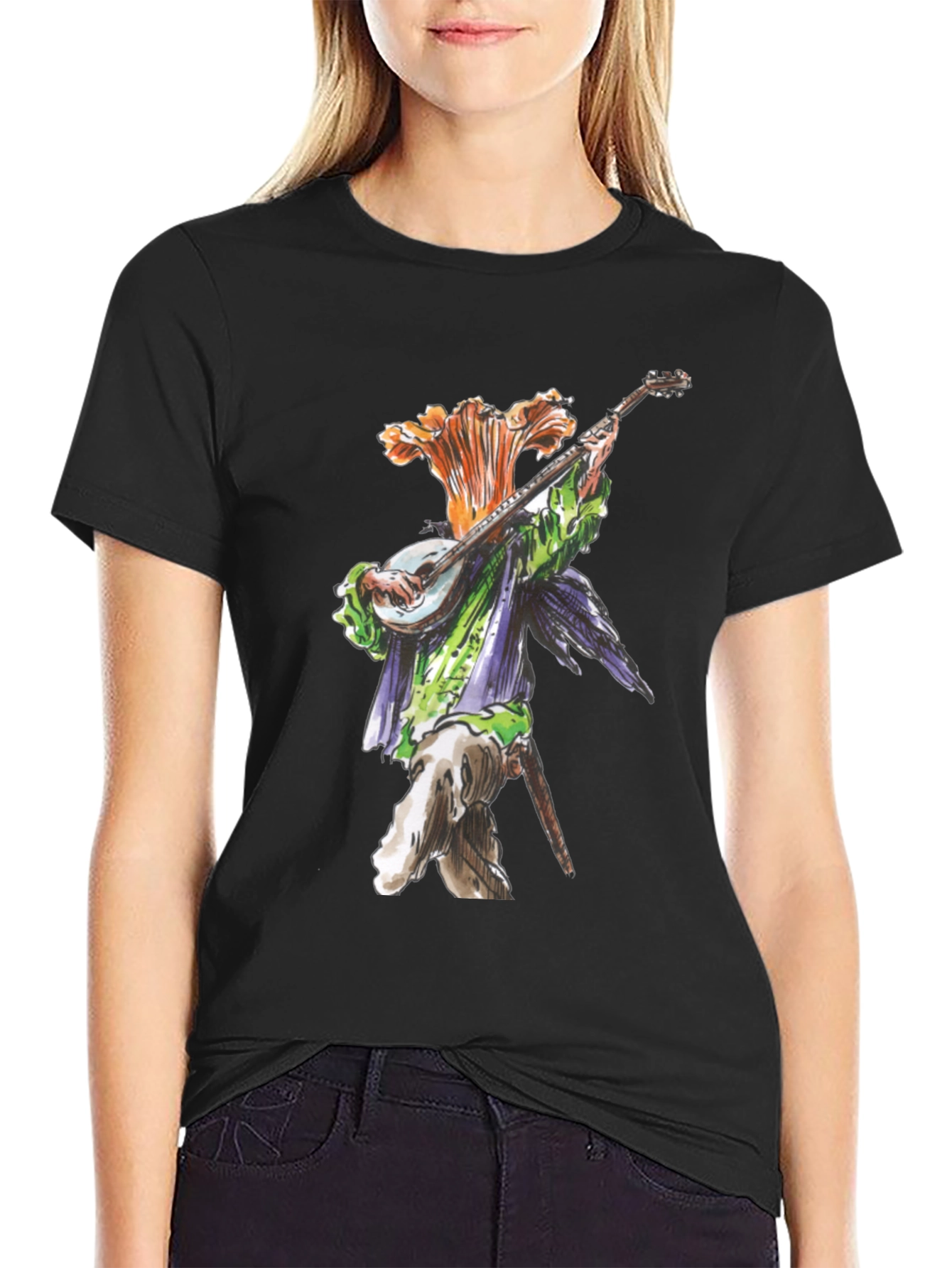 Floral Bard Graphic Tee - Black Cotton