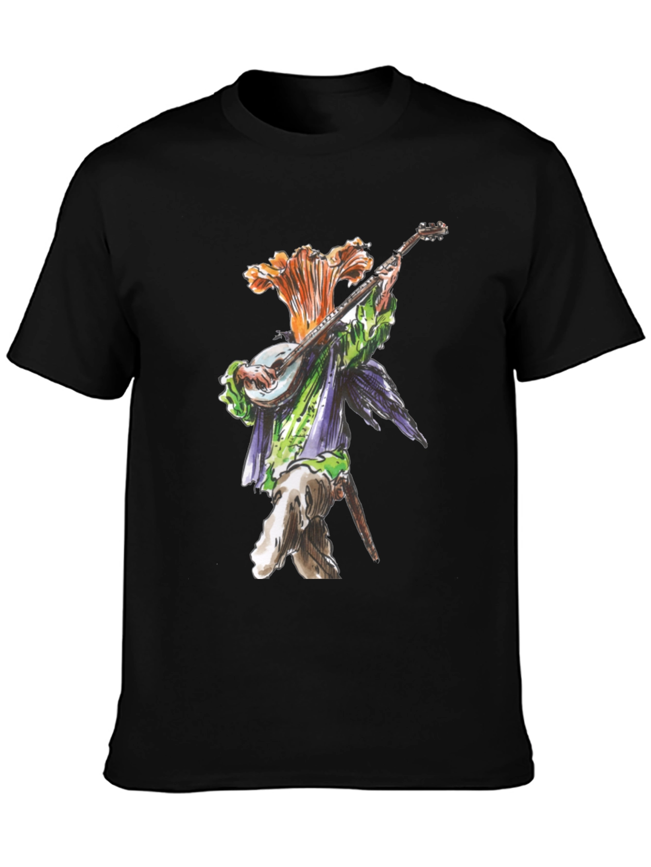 Floral Bard Graphic Tee - Black Cotton