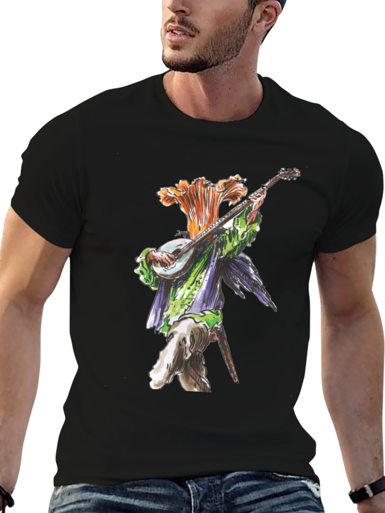 Floral Bard Graphic Tee - Black Cotton