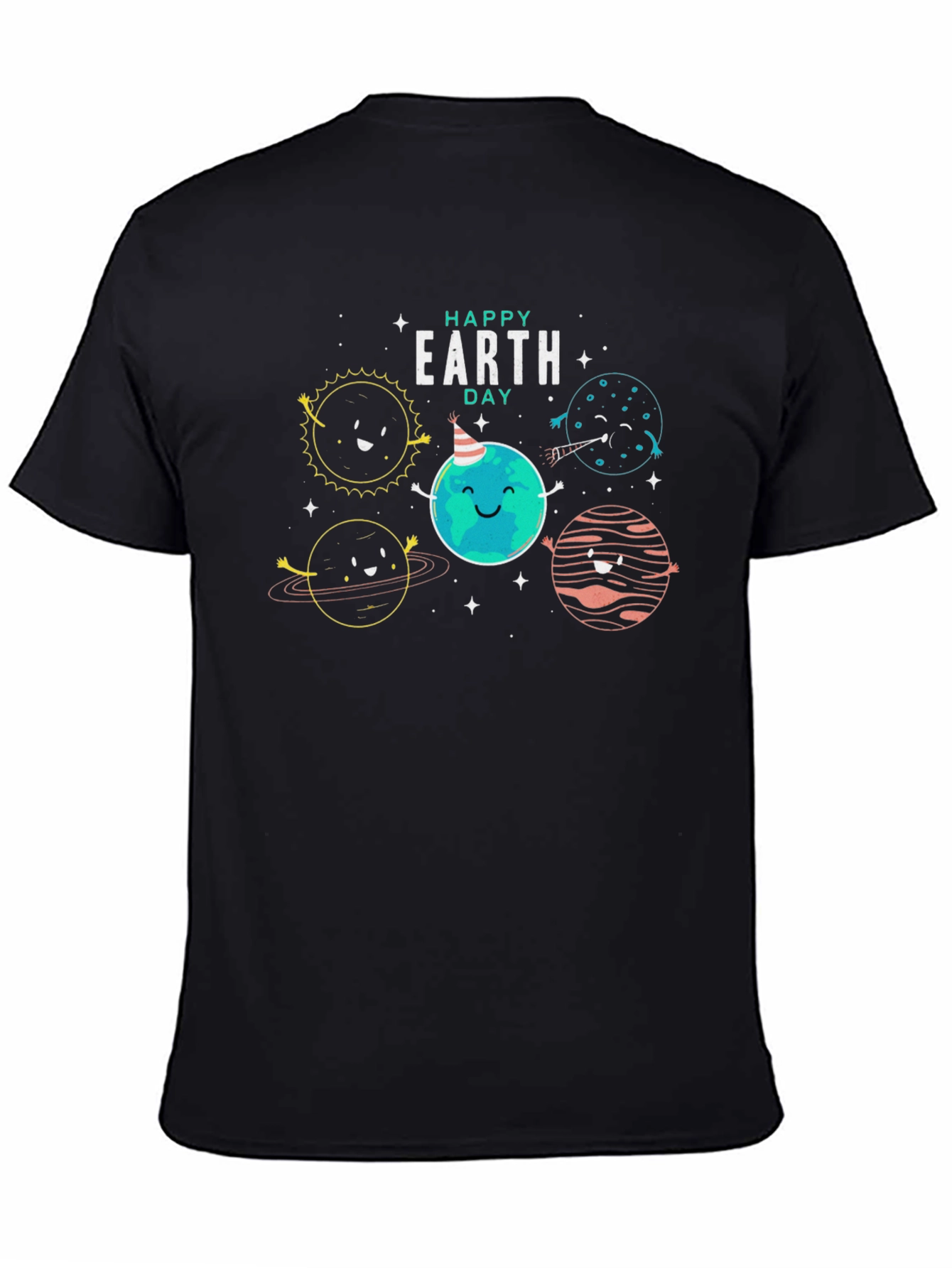 Happy Earth Day Graphic Tee - Black Cotton Blend