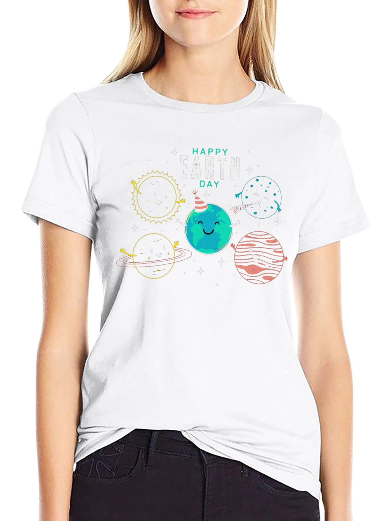 Happy Earth Day Graphic Tee - Black Cotton Blend