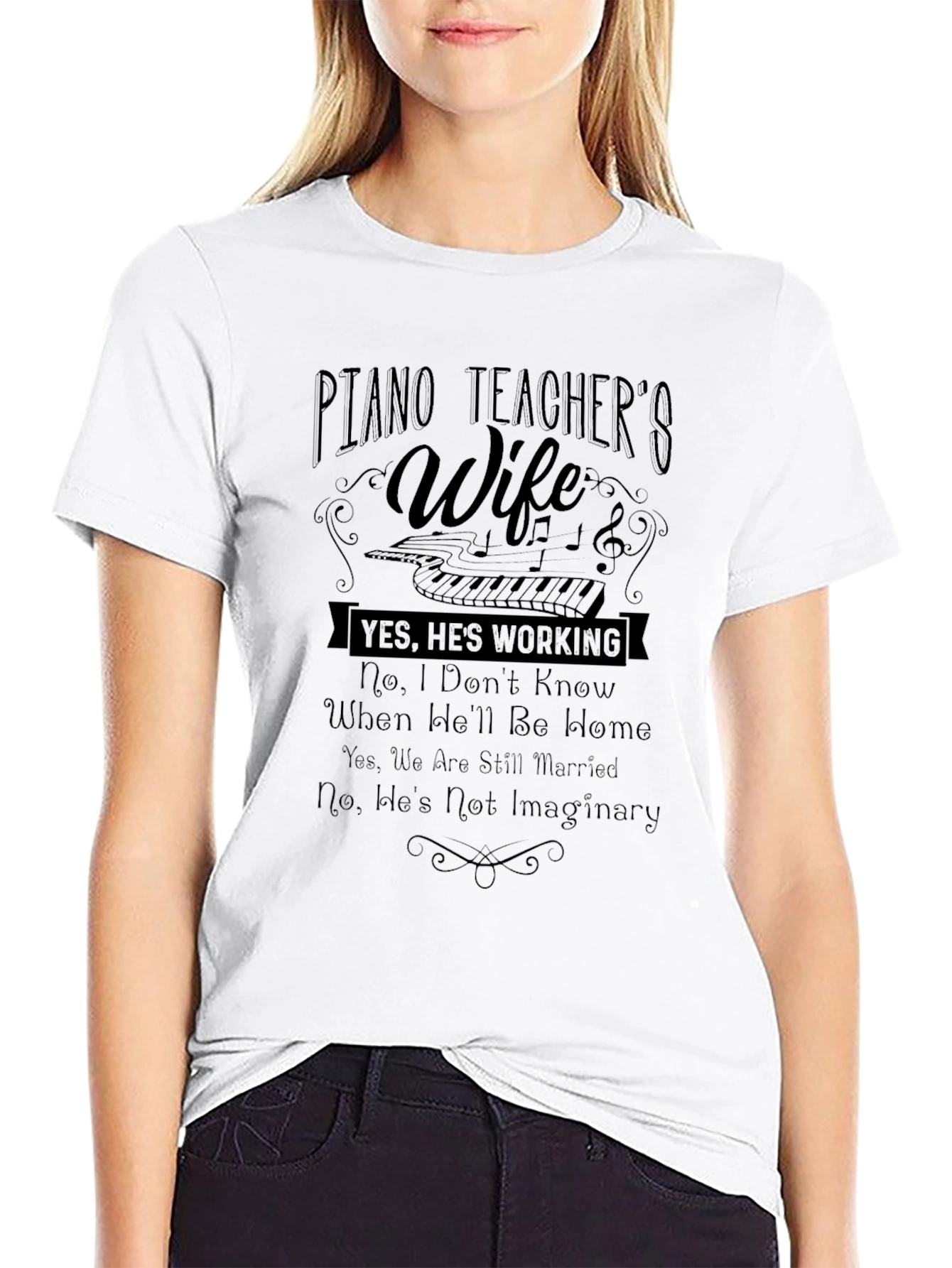 Piano Teachers Wife T-Shirt - Funny Musician Spouse Tee