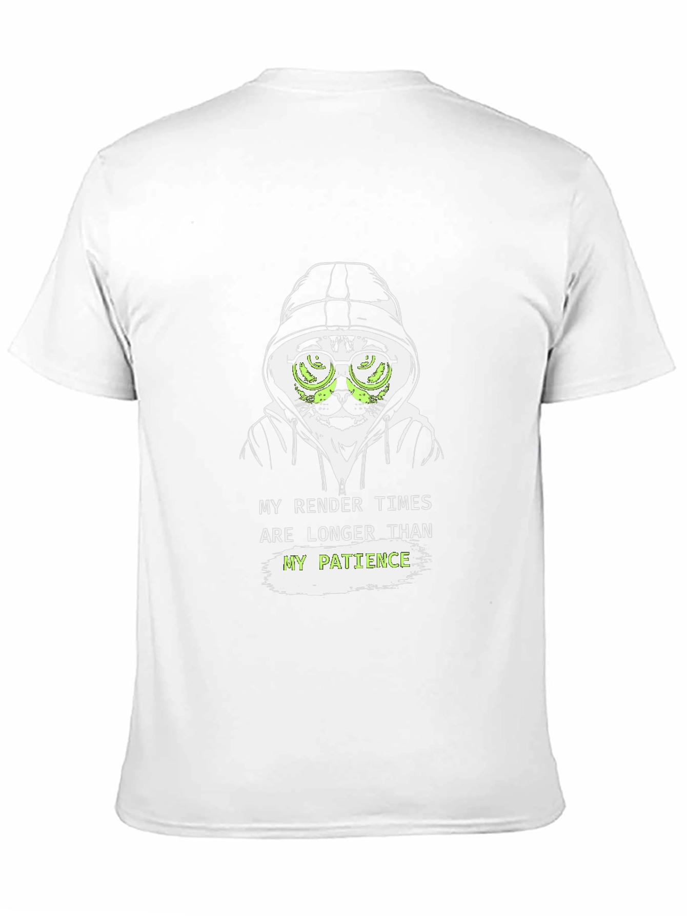 Funny Cat Hacker T-Shirt - Render Times & Patience