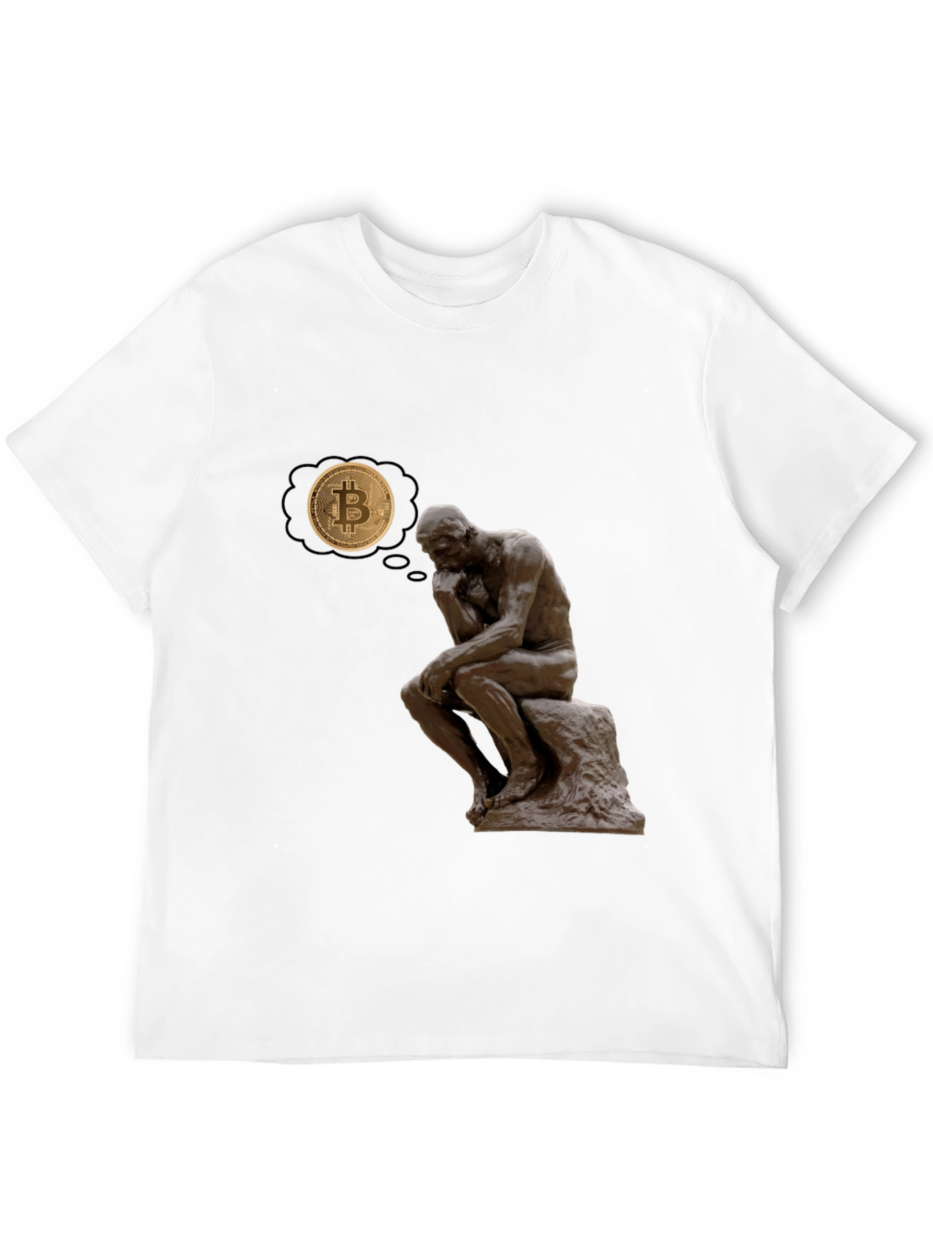 The Thinker Bitcoin Tee - Meditate on Crypto!